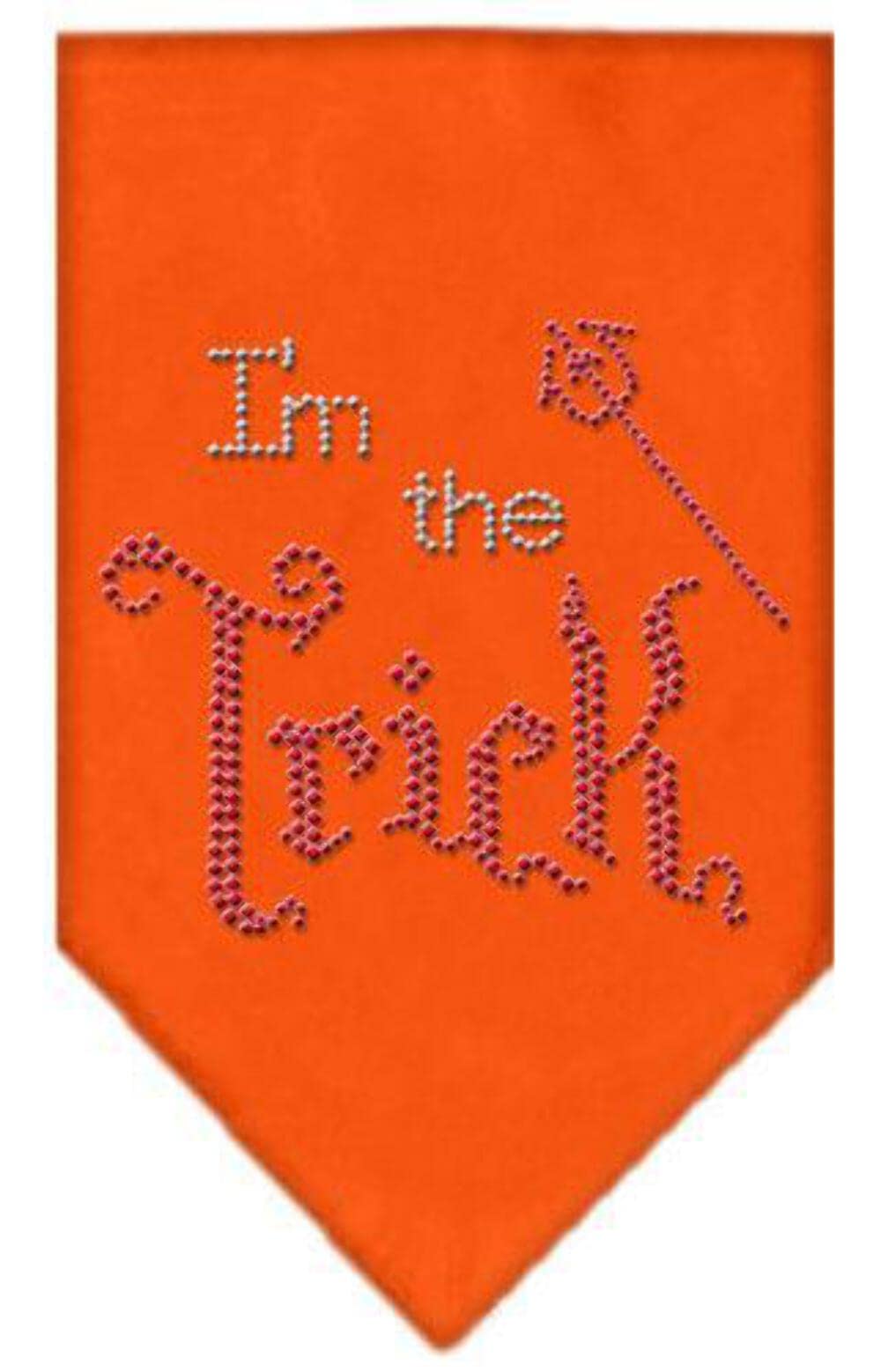 Halloween Pet and Dog Bandana Rhinestone, "I'm The Trick" White Large