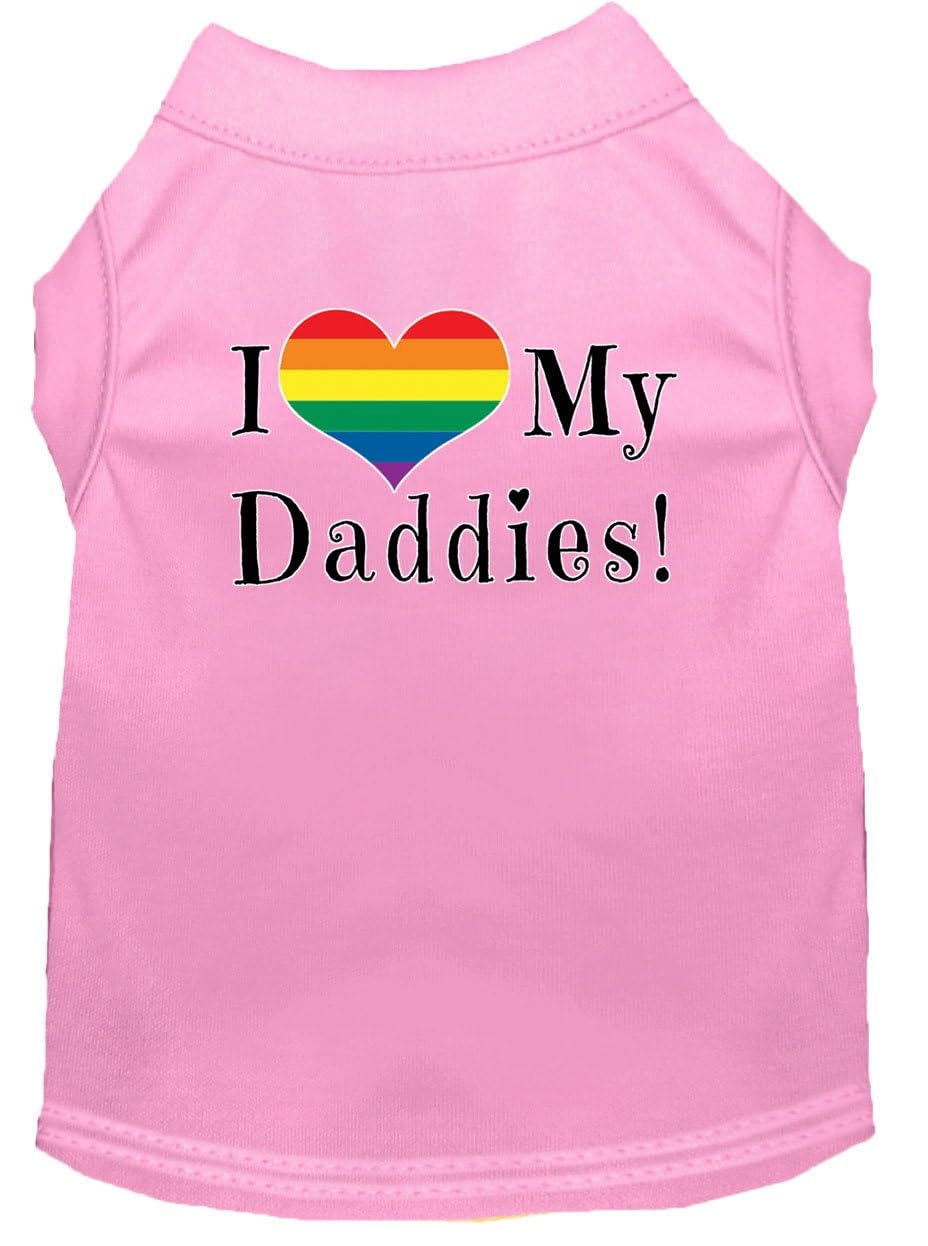 Pet Dog & Cat Shirt Screen Printed, "I Heart My Daddies" Light Pink LG (10-14 lbs.)