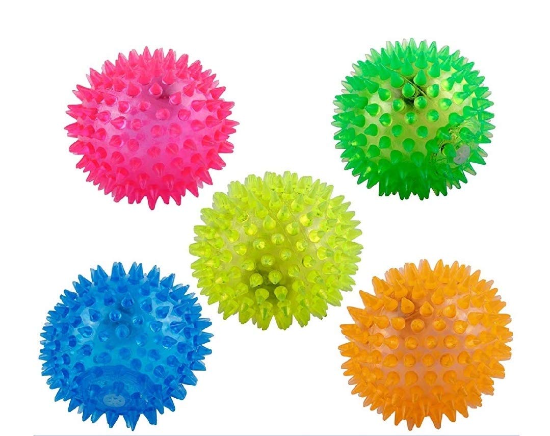 Petlicious & More Led Squeaky Ball Dog Toy For Dogs, Cats & Puppies Squeaky Toy (Multi Colour) (Pack Of 5)