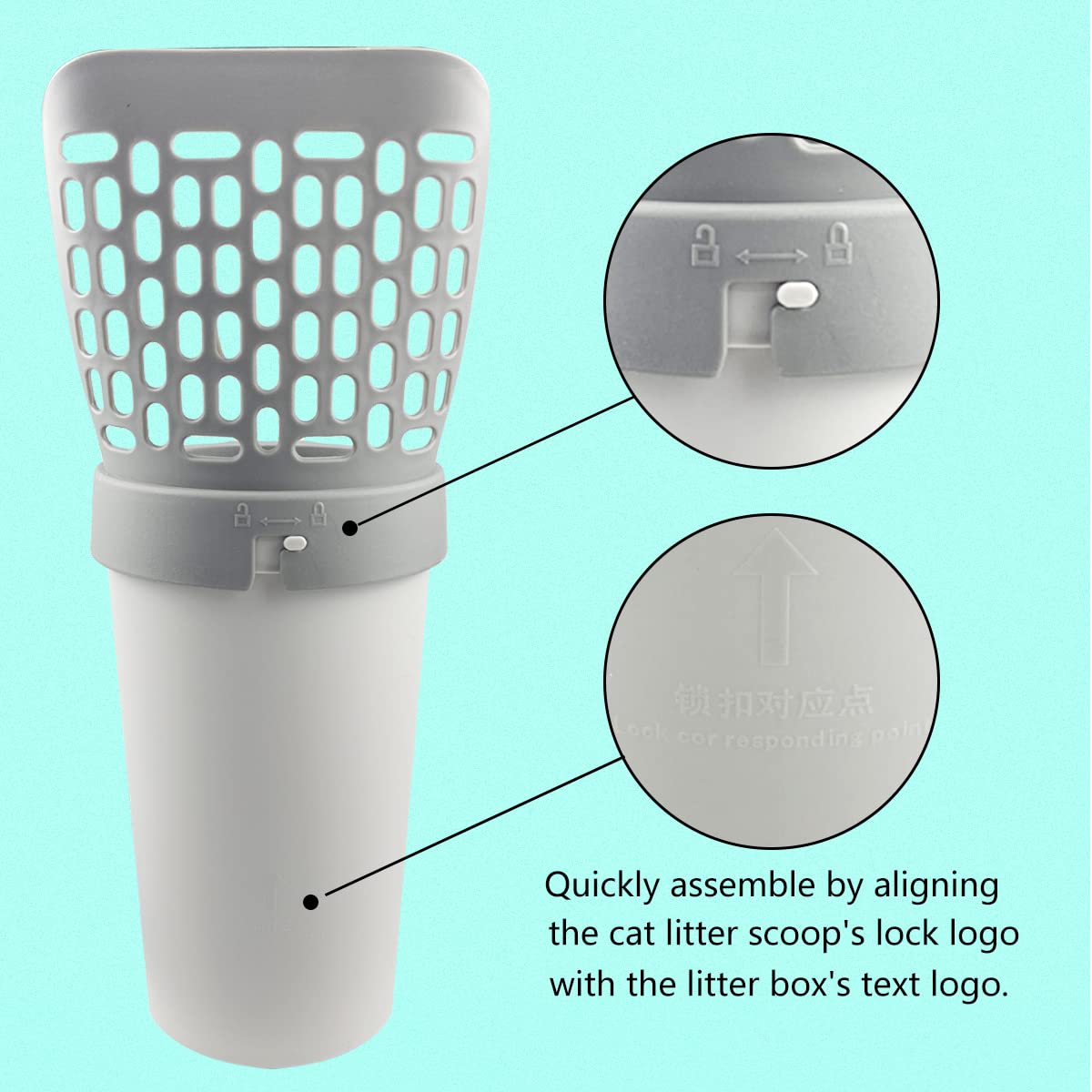 Esamploe Cat Litter Scooper With Trash Container,Portable Litter Scoop Holder,Litter Scoop With Holder Provides 215 Garbage Bags