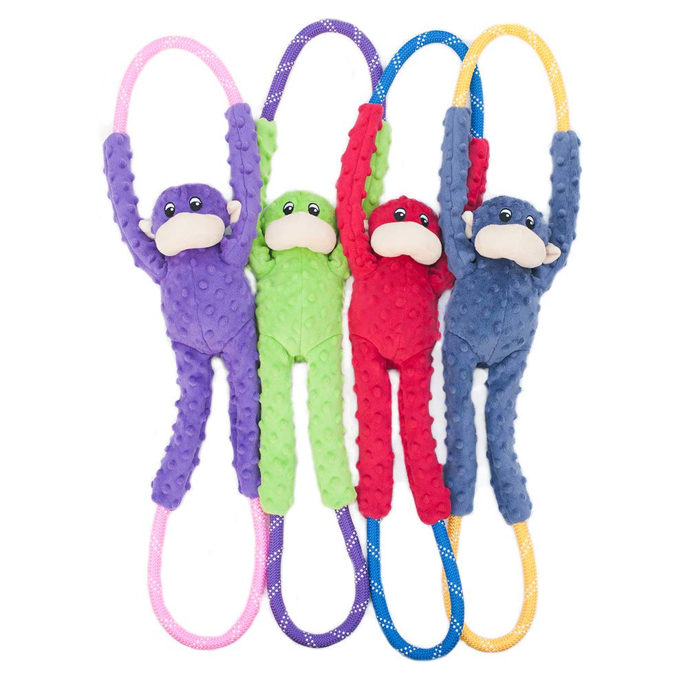 Zippypaws - Ropetugz, Squeaky And Plush Rope Tug Dog Toy - Monkey, Purple