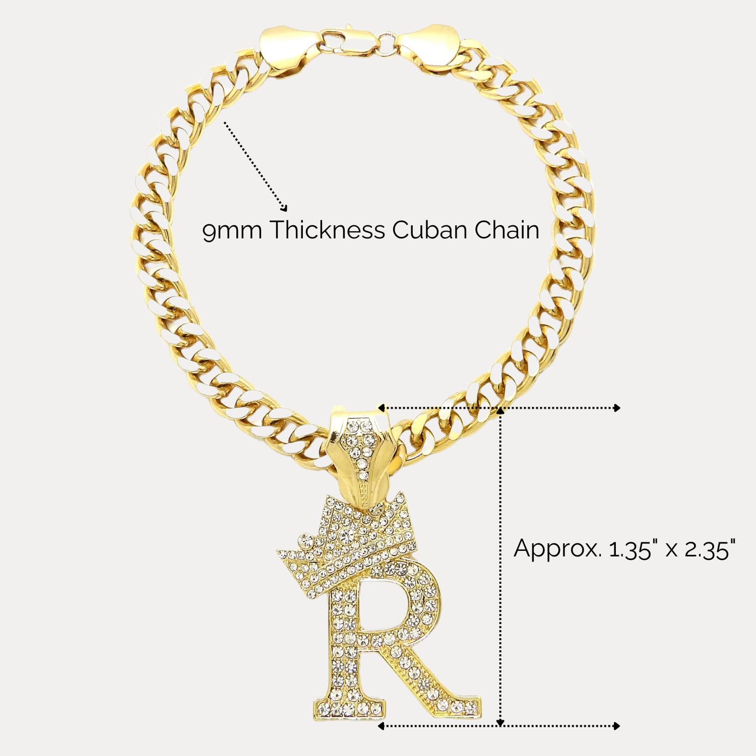 Initial Letter Cuban Chain Dog Chain Pet Chain Pet, Cat, Puppy Necklace (R, 16'')