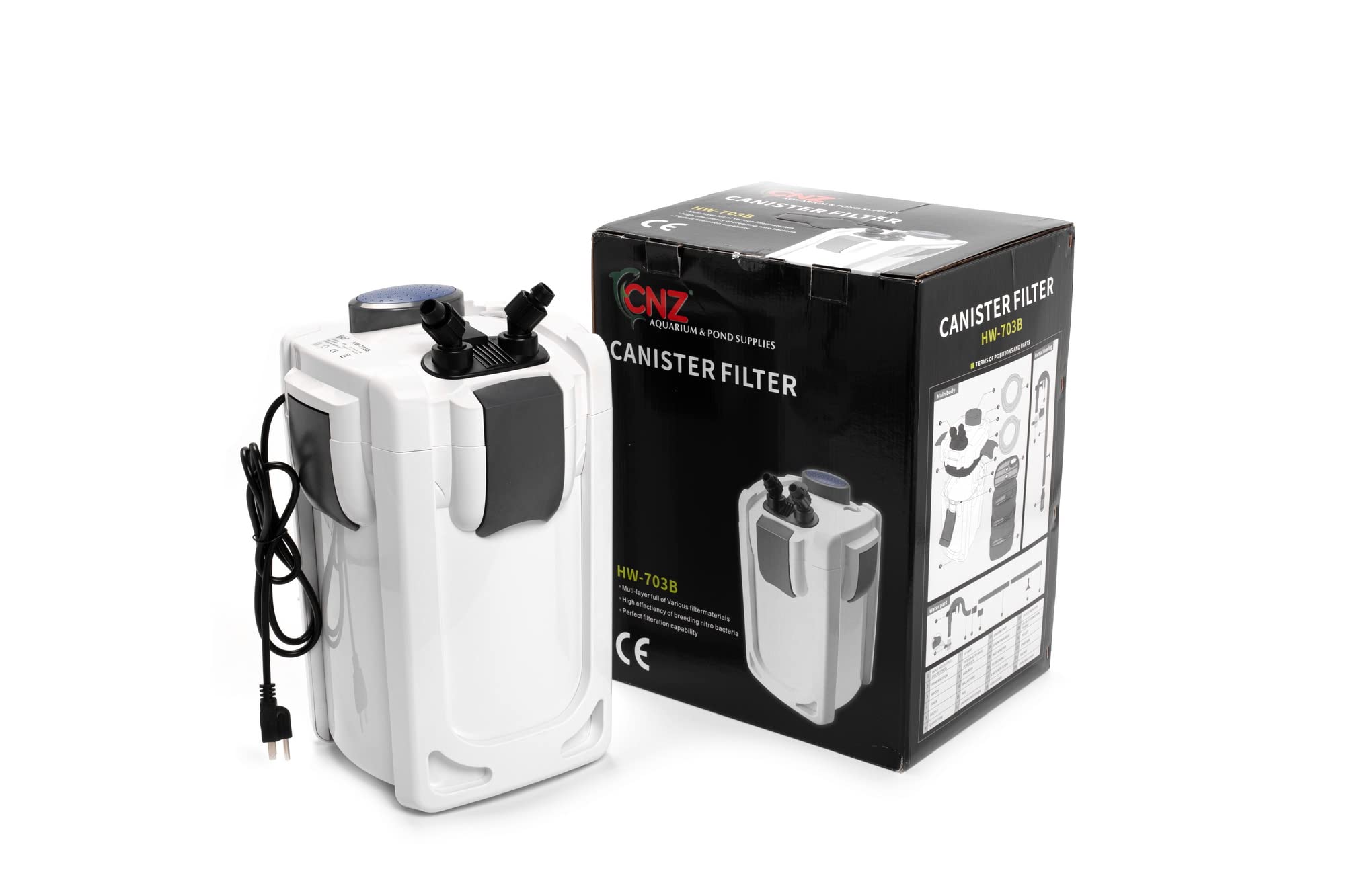 Cnz Hw-703B 370Gph Canister Aquarium Filter With Meida Kits