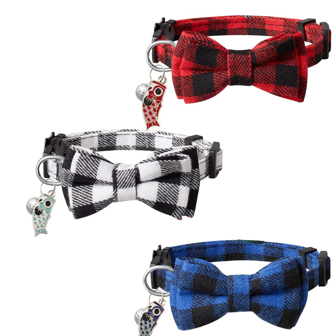 English Style Cat Collars With Bow Tie?Pendant And Bell,Personalized Breakaway Kitten Collar For Girl Boy Cats,Adjustable 7-12In