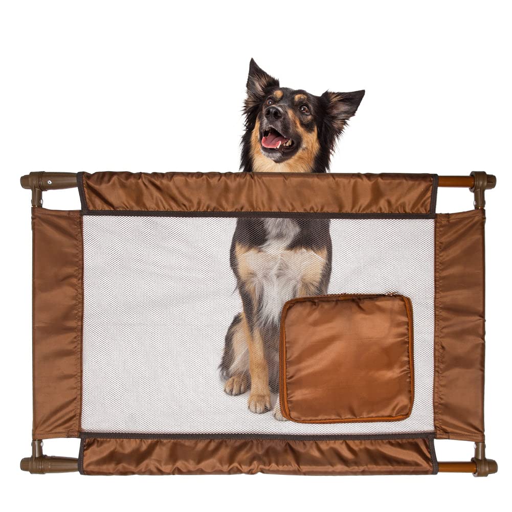 Pet Life Porta Gate Anti-Drilling Nylon Mesh Collapsible Folding Travel Safety Pet Cat Dog Gate W Zippered Entrance, One Size, D