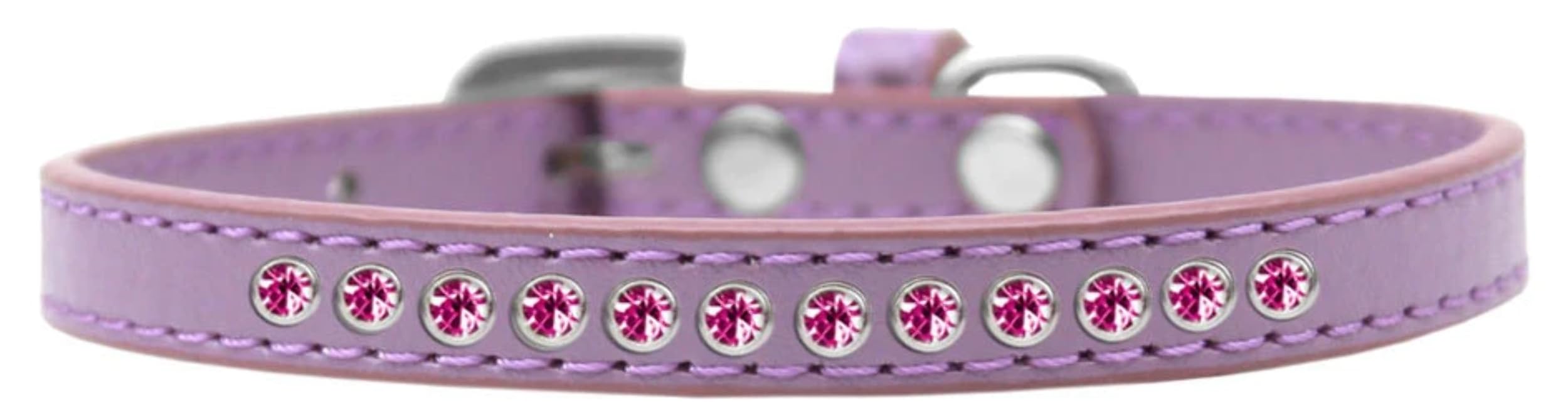 Dog, Puppy & Pet Fashion Collar, "Bright Pink Crystal Rimsets" White 16