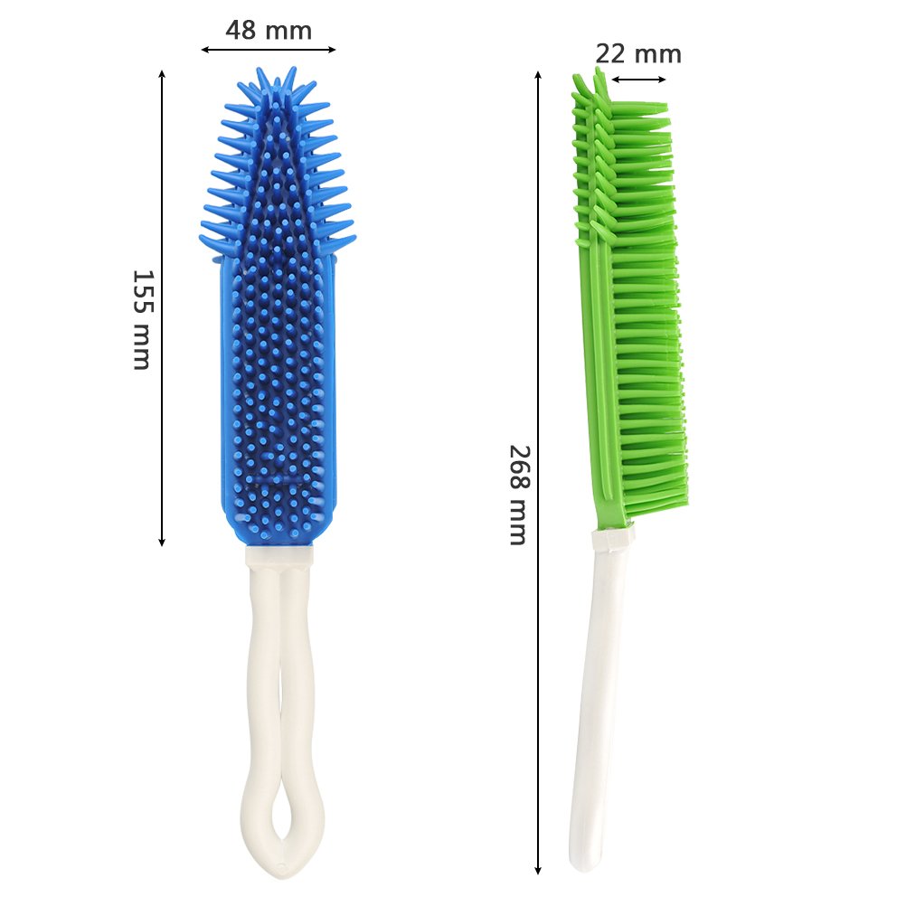 BUYGOO Pet Hair Removal Brush - 2 Count Rubber Massage Brush for Dogs & Cats, Blue and Green, Ideal for Furniture and Car Interiors