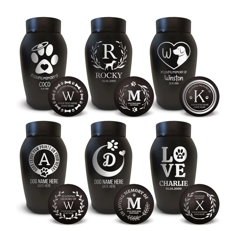 Personalized Custom Dog Urn: Engraved Dog Name And Date - Stainless Steel Cremation Urns For Dog Ashes With Airtight Closure | D