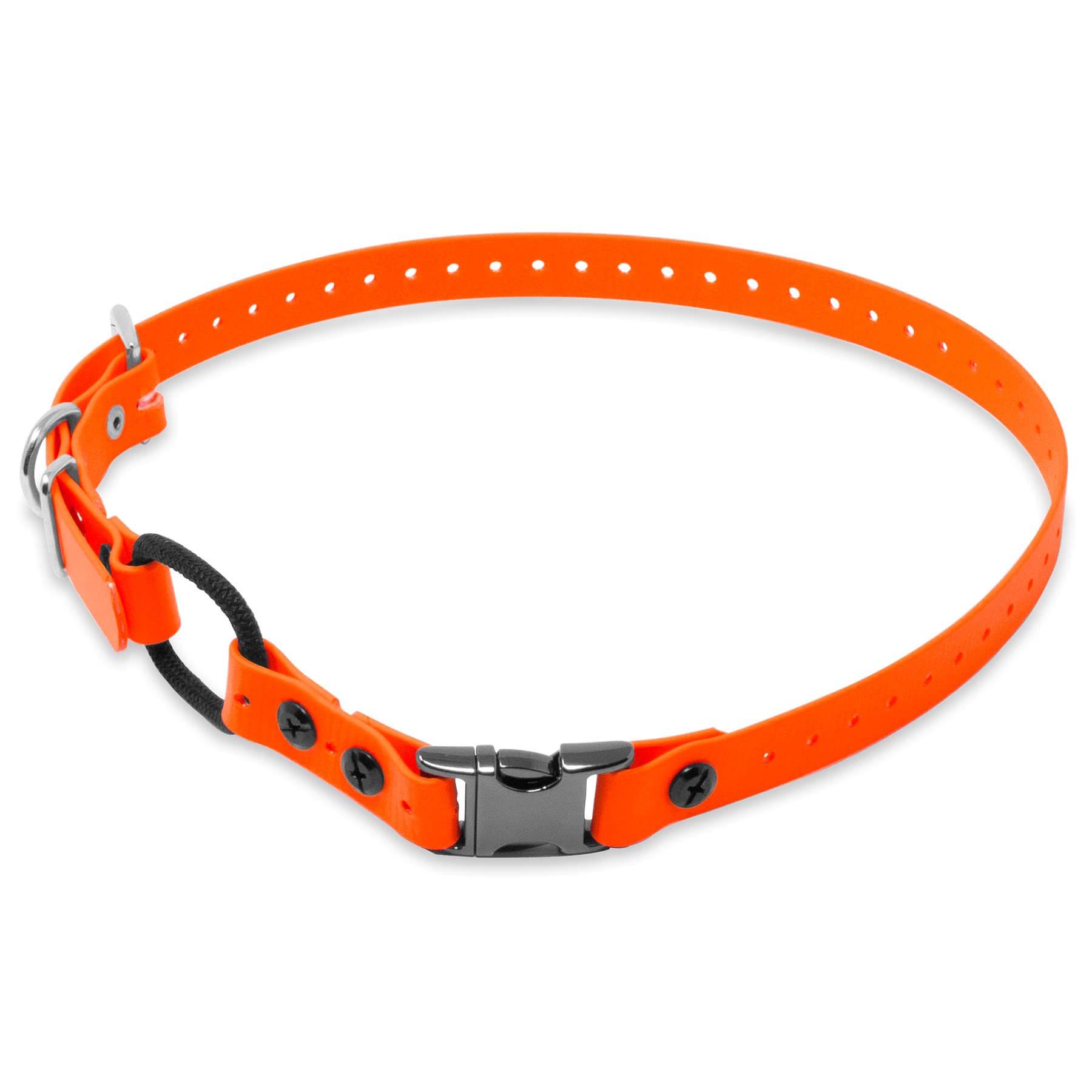 Educator Quick Snap Bungee Dog Collar, Biothane, Waterproof, Odorproof, Easy Connect And Disconnect Clasp And D Ring With Comfort Bungee Loop, Adjustable For Custom Fit, 1-Inch, Orange