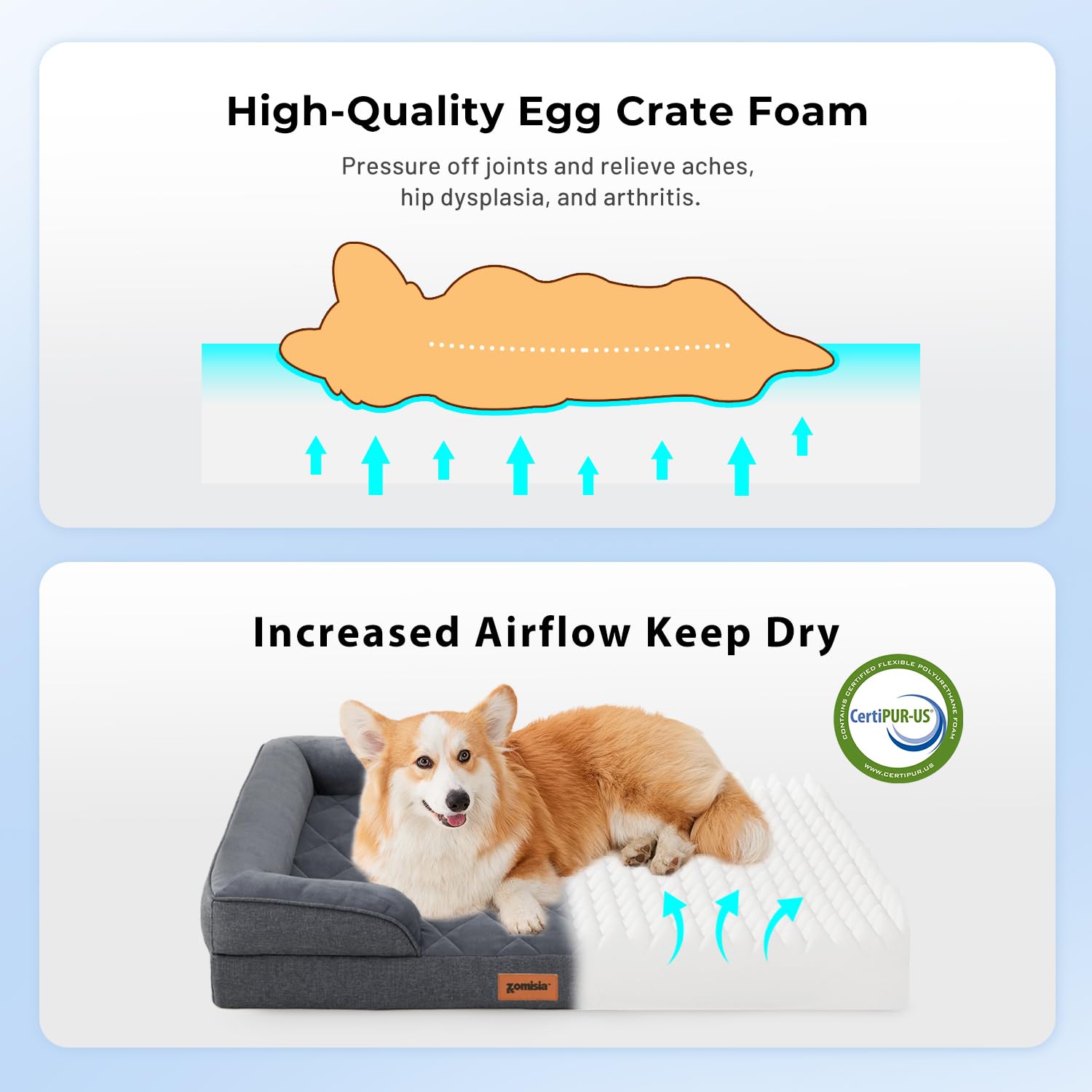 Zomisia Xl Dog Bed, Washable Extra Large Dog Sofa Beds With Bolsters, Orthopedic Memory Foam Xlarge Pet Bed With Removable Water