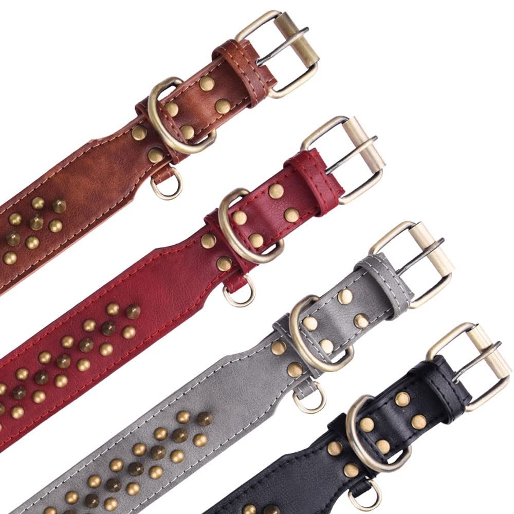 Serijoars Spiked Dog Collar Soft Pu Leather Mushrooms Rivet Spike Studded Dog Collar Adjustable Puppy Collars (S, Grey1)