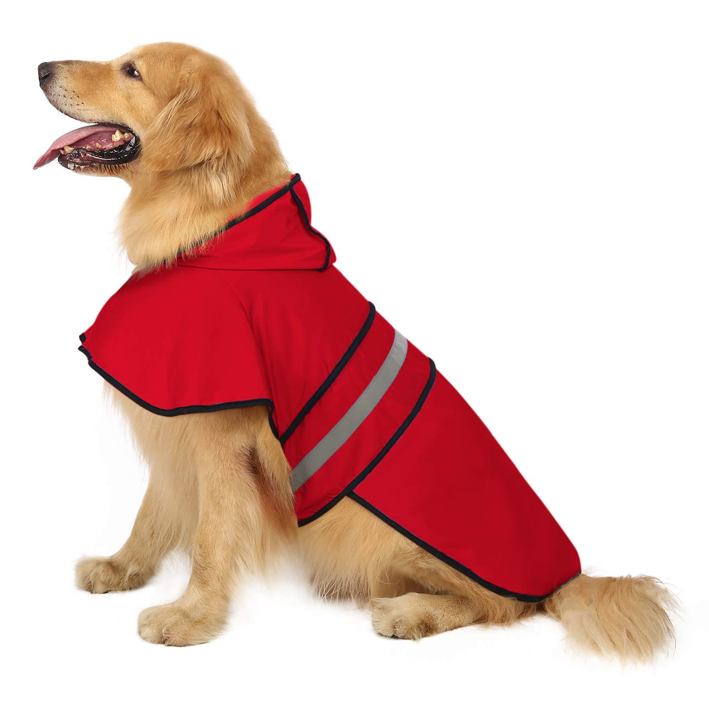Hde Dog Raincoat Hooded Slicker Poncho For Small To X-Large Dogs And Puppies Red - Xl