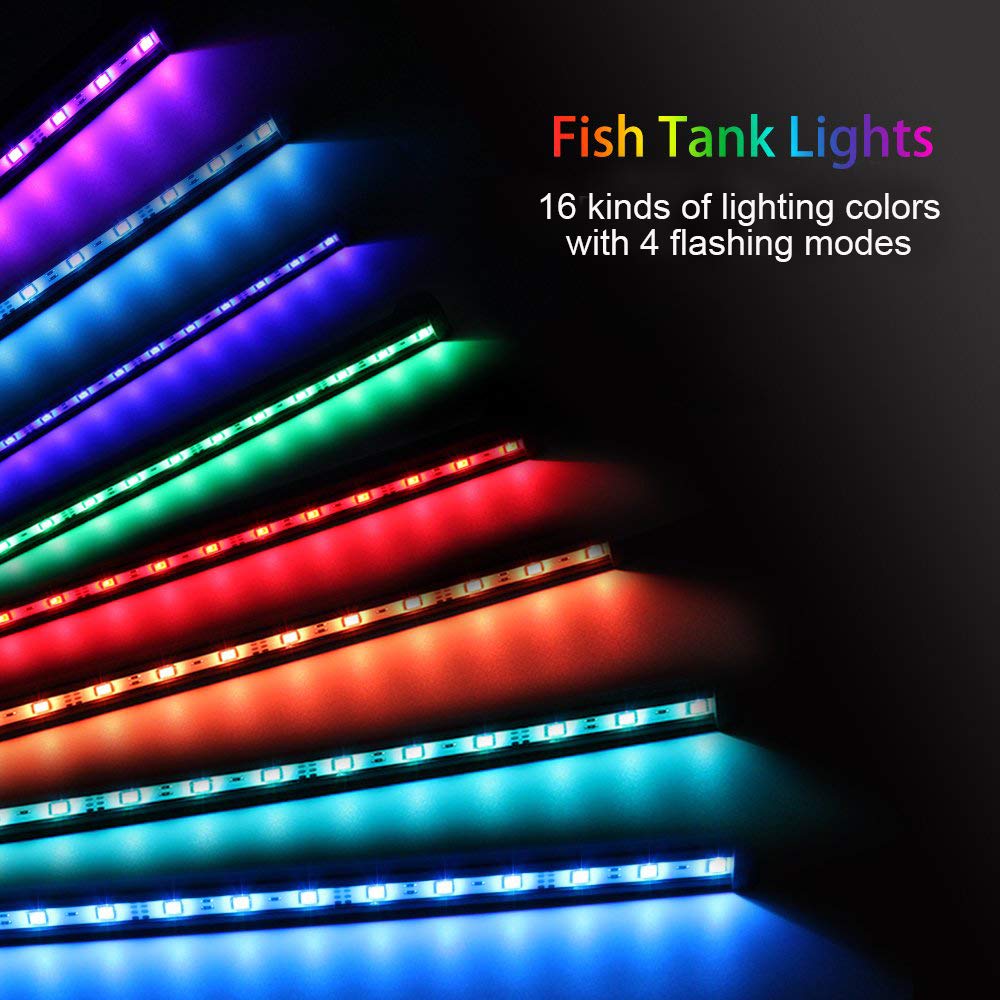 Mq 16 In Submersible Led Aquarium Light, 2.5W Color Changing Fish Tank Light With Remote Control, Ip68 Crystal Glass 18 Leds Lig