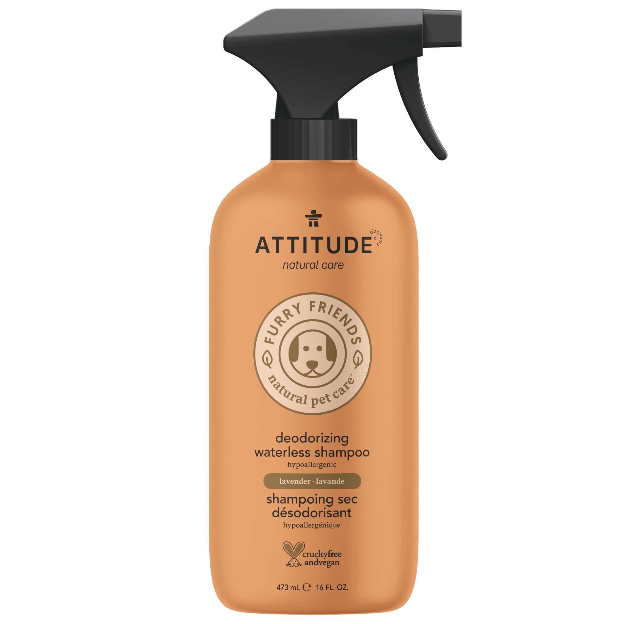 ATTITUDE Waterless Shampoo Spray for Pets, Plant and Mineral-Based Ingredients, Vegan and Cruelty-Free Grooming Products, Deodor