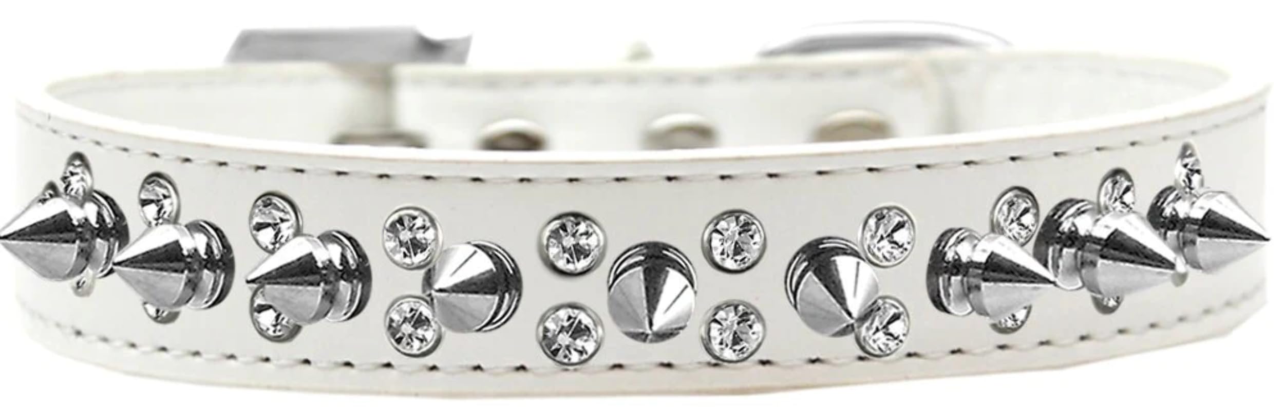 Pet and Dog Spike Collar, Double Crystal & Silver Spikes Red 14