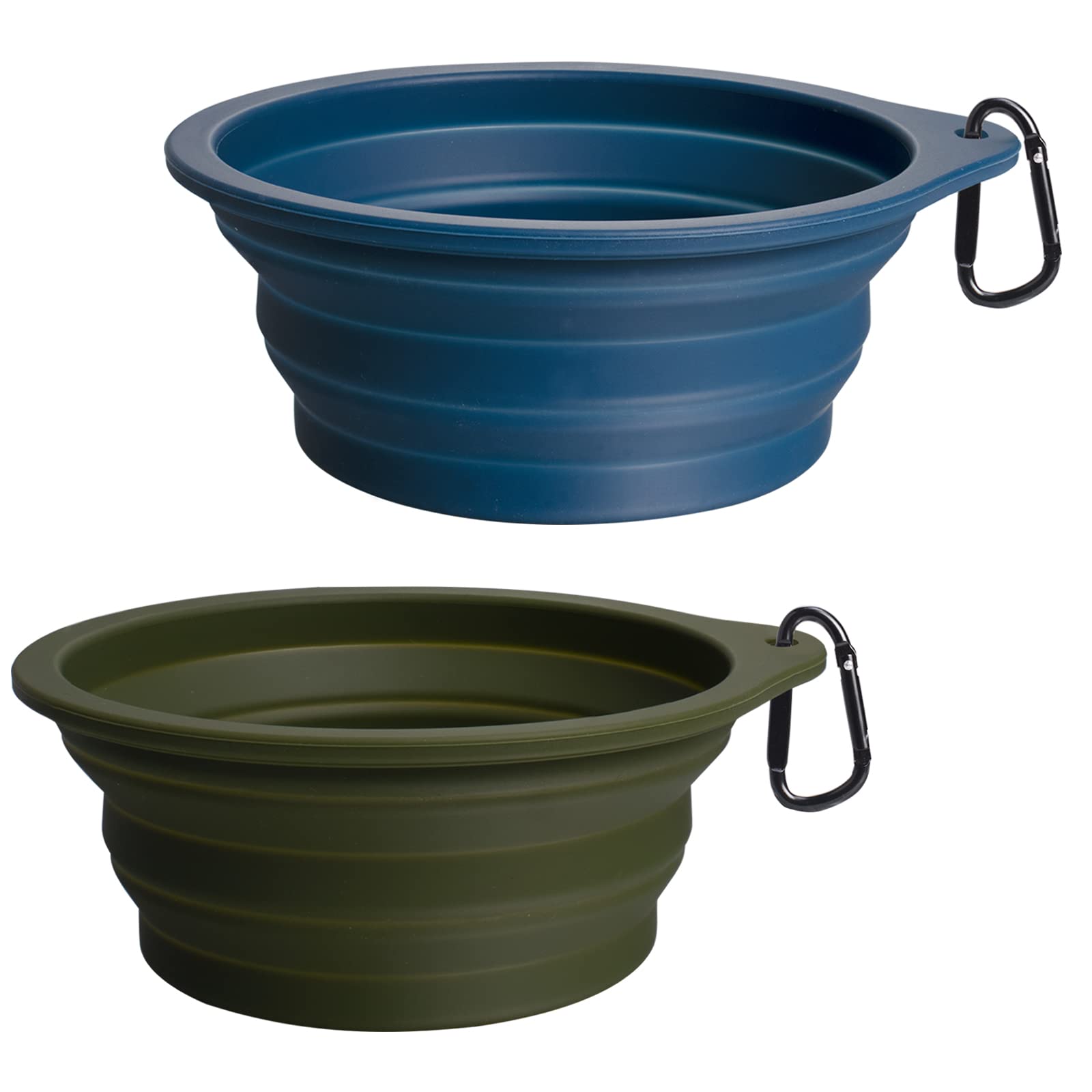 PetBonus 2-Pack Silicone Collapsible Dog Bowls, BPA Free Dishwasher Safe, Portable Foldable Expandable Travel Bowl, Food Water F