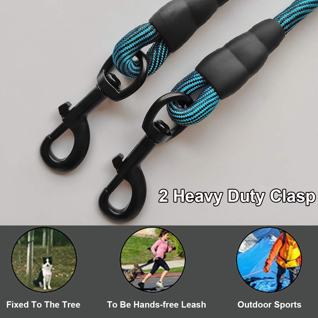Btinesful Tie-Out Check Cord Long Rope Dog Leash, 8Ft 12Ft 20Ft 30Ft 50Ft Recall Training Lead Leash- Great For Large Medium Sma
