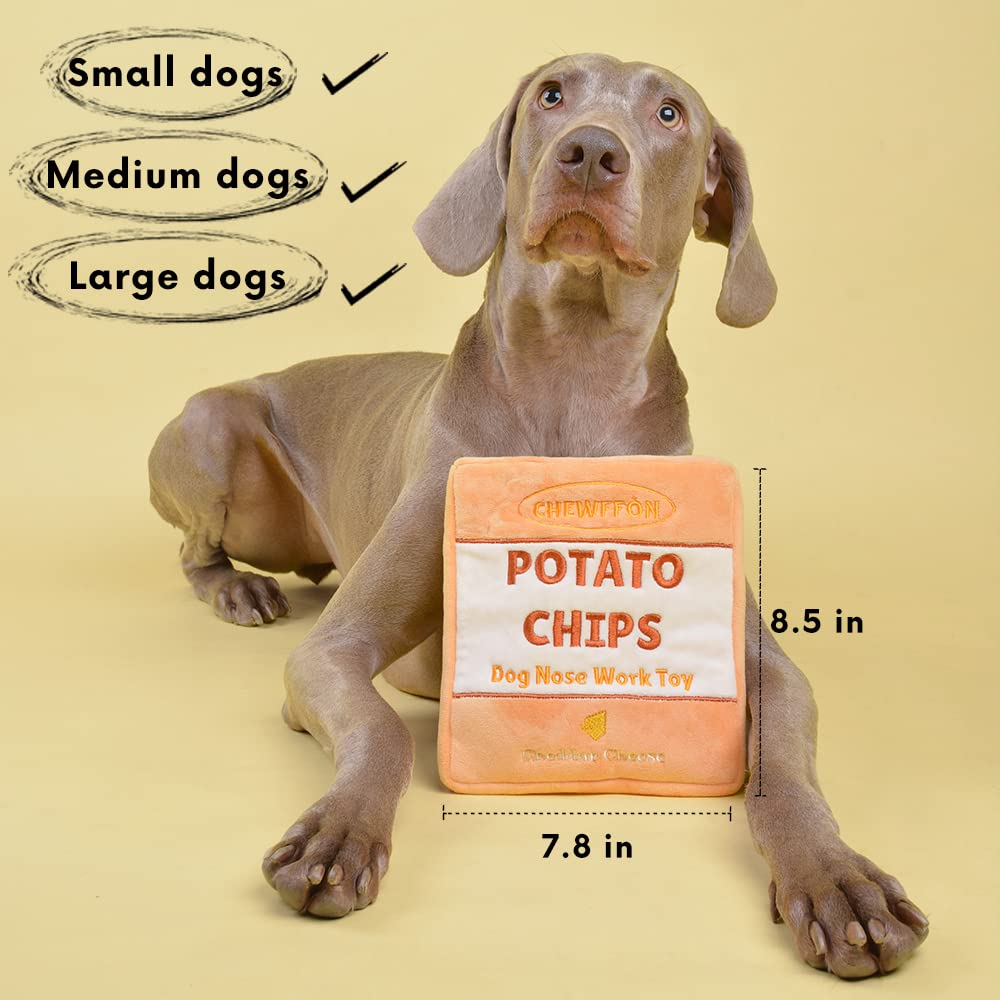 CHEWFFON Interactive Dog Toys, Enrichment Snuffle Crinkle Treat Puzzle Toys for Boredom and Stimulating, Nose Work Potato Chips