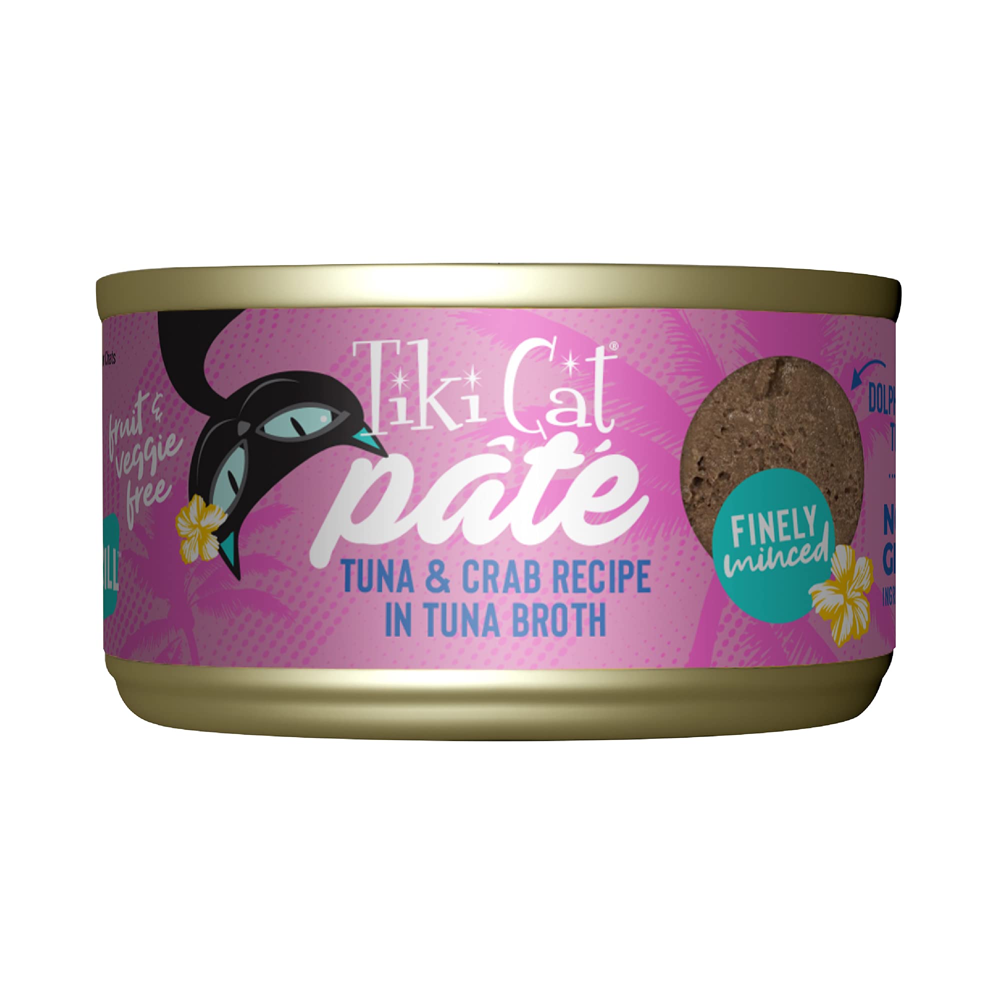 Tiki Cat Grill Pt  , Tuna & Crab, High-Protein and 100% Non-GMO Ingredients, Wet Finely Minced Cat Food for All Life Stages, 2.8