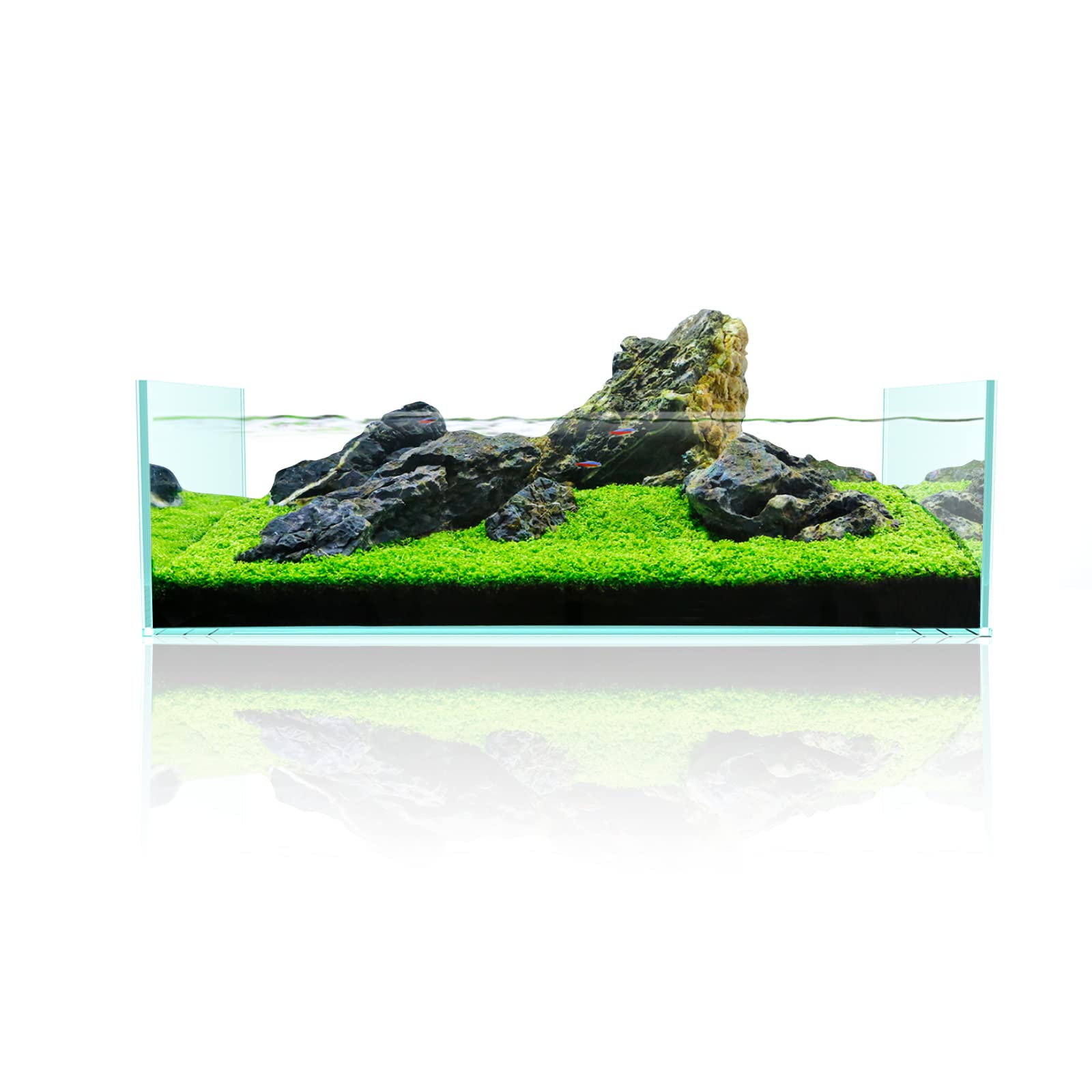 FZONE 9 Gal Rimless Low Iron Aquarium - Clear Translucent Glass, 45° Mitered Edges, Model USPT48-109-337