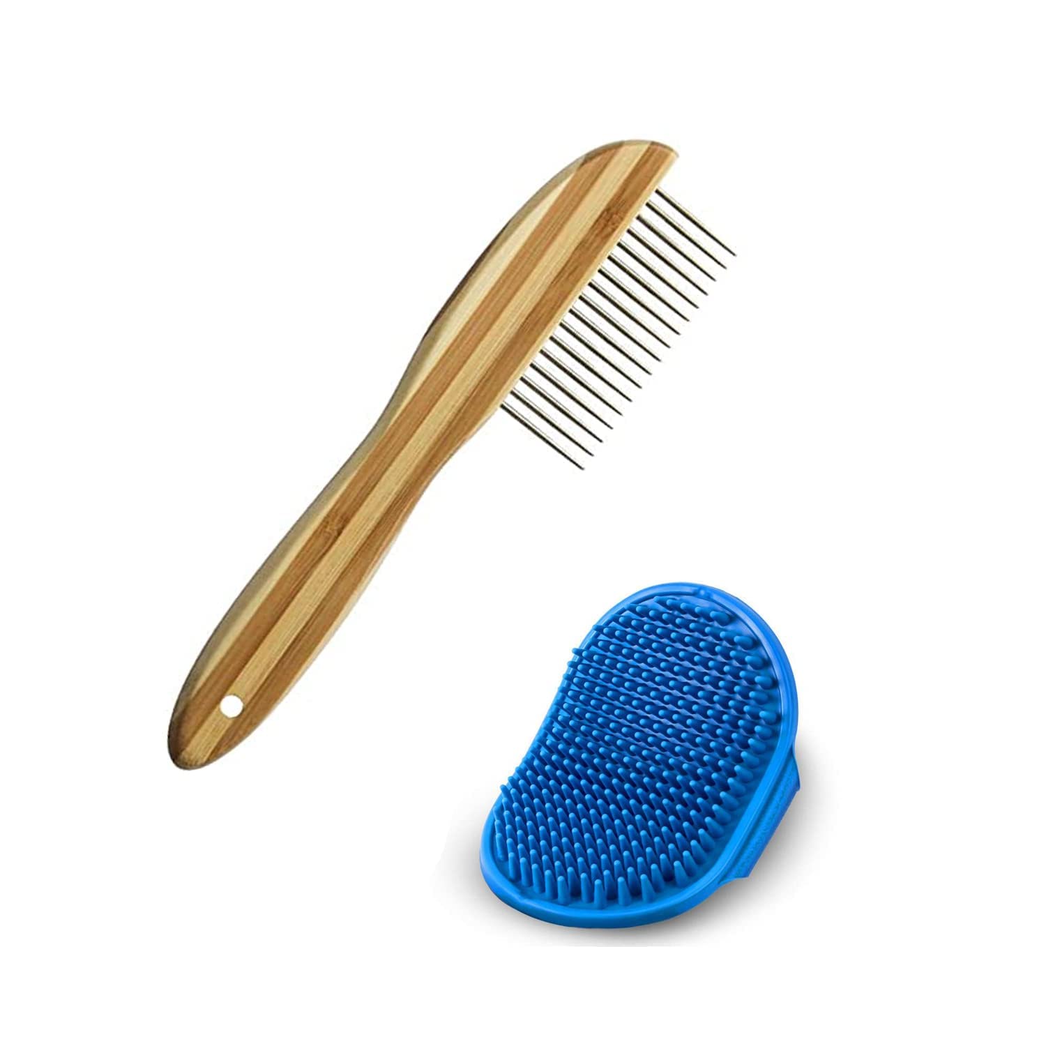Kittupet Products Dog Grooming Brush, Pet Shampoo Bath Brush Soothing Massage Rubber Brush And Comb For Long Short Haired Dogs A