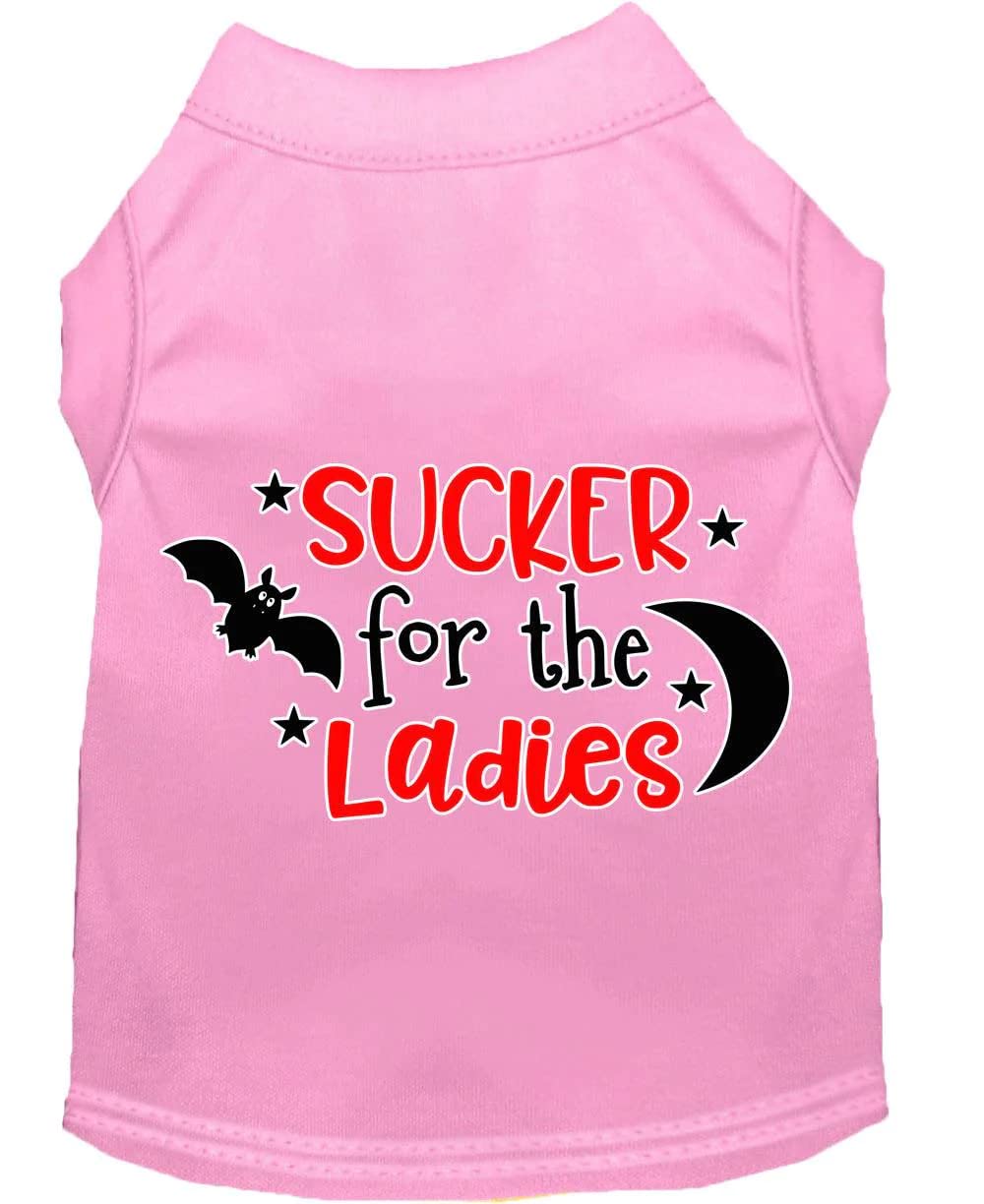 Pet Dog & Cat Shirt Screen Printed, "Sucker For The Ladies" Light Pink XS (0-3 lbs.)