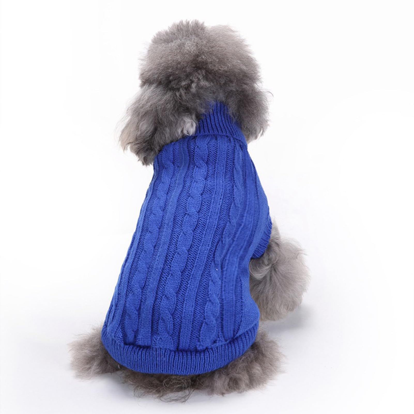 Chborchicen Small Dog Sweaters Knitted Pet Cat Sweater Warm Dog Sweatshirt Dog Winter Clothes Kitten Puppy Sweater (Large,Dark Blue)