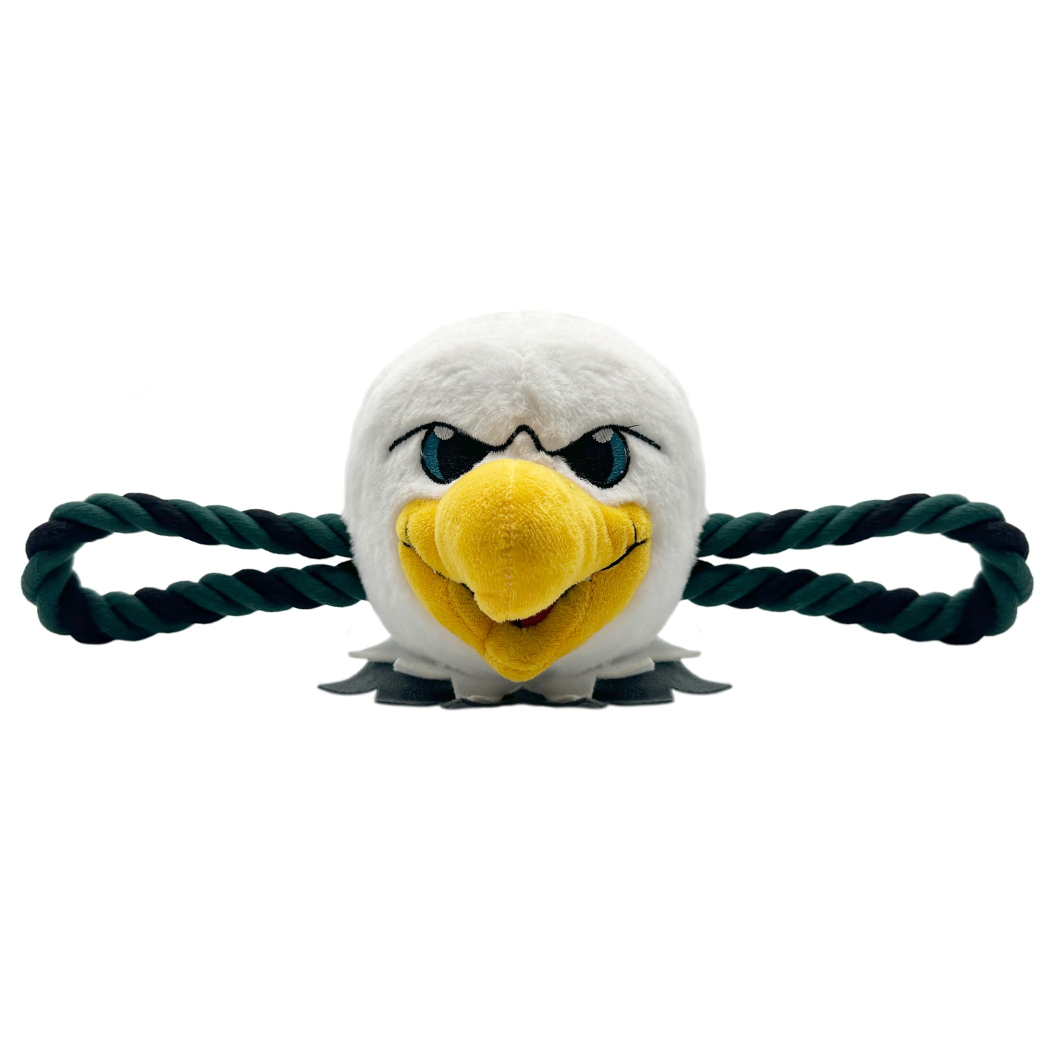 NFL PHILADELPHIA EAGLES MASCOT TOY for DOGS & CATS. Cute & Entertaining Face with Heavy-duty Ropes & Chewy 7 Toy with inner Sque