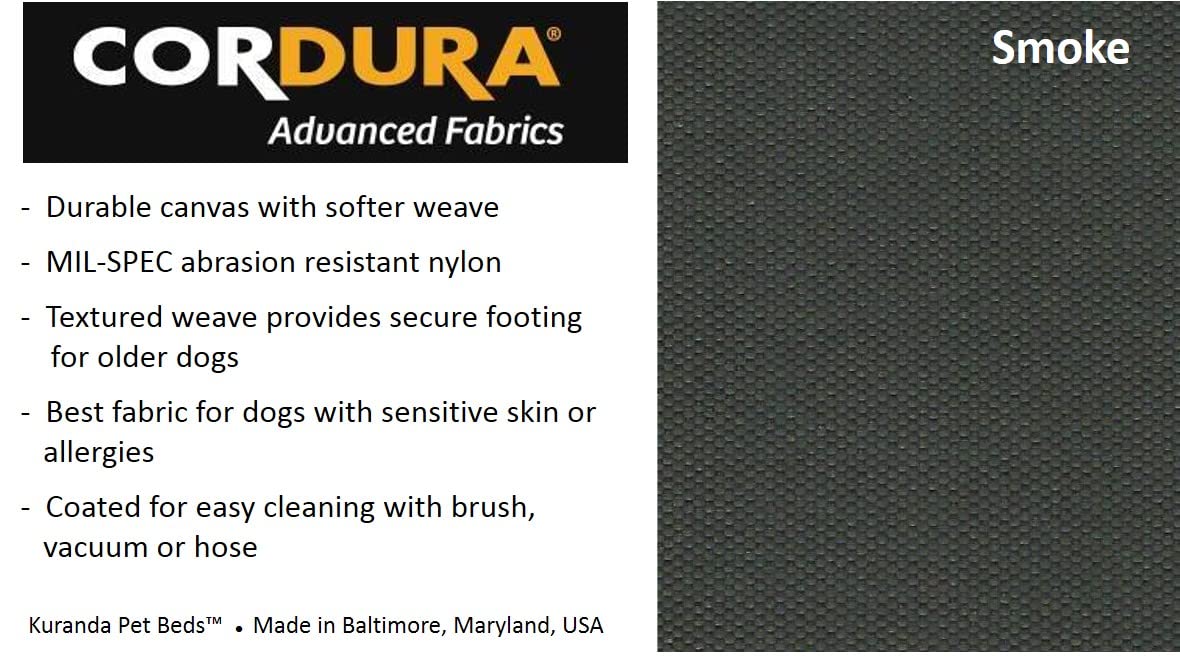 Kuranda Orthopedic Dog Bed Pad - Durable Cordura® Fabric, Large 40" x 25", Smoke