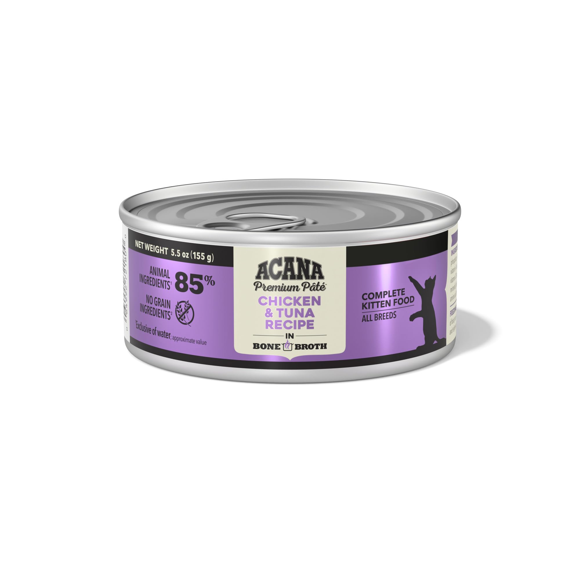 ACANA Premium Pate Kitten Wet Cat Food in Bone Broth Chicken + Tuna Recipe 5.5oz Cans (6 Count)