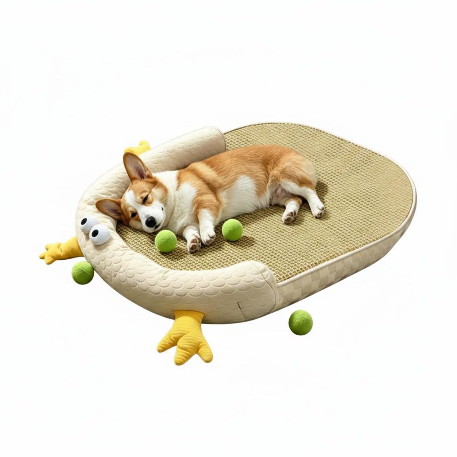Merishopp Summer Use Oval Pet Cooling Bed AntiSlip Dog Cooling Mat No Electricity Breathable Dog Mat for Dogs, Cats, Yellow, L 