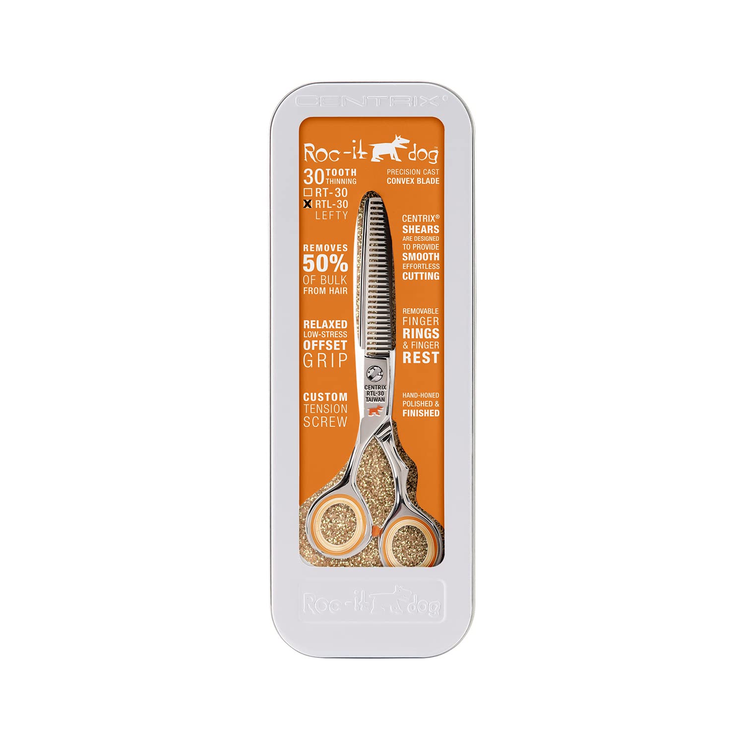 Cricket Centrix Roc-It Dog Rtl 30 Lefty Thinning Shear For Hair Cutting, Texturizing, Removing Bulk, Professional, Left Handed