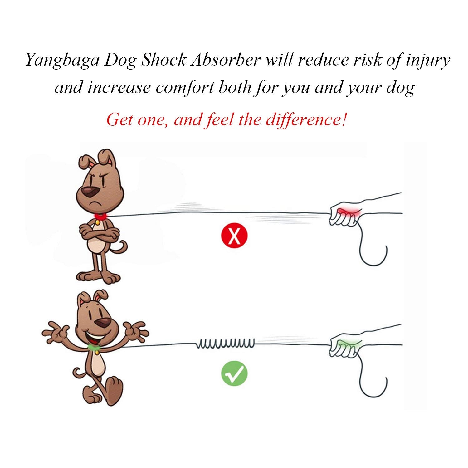 Yangbaga Dog Leash Extender (Black, For Dogs < 20Lbs)