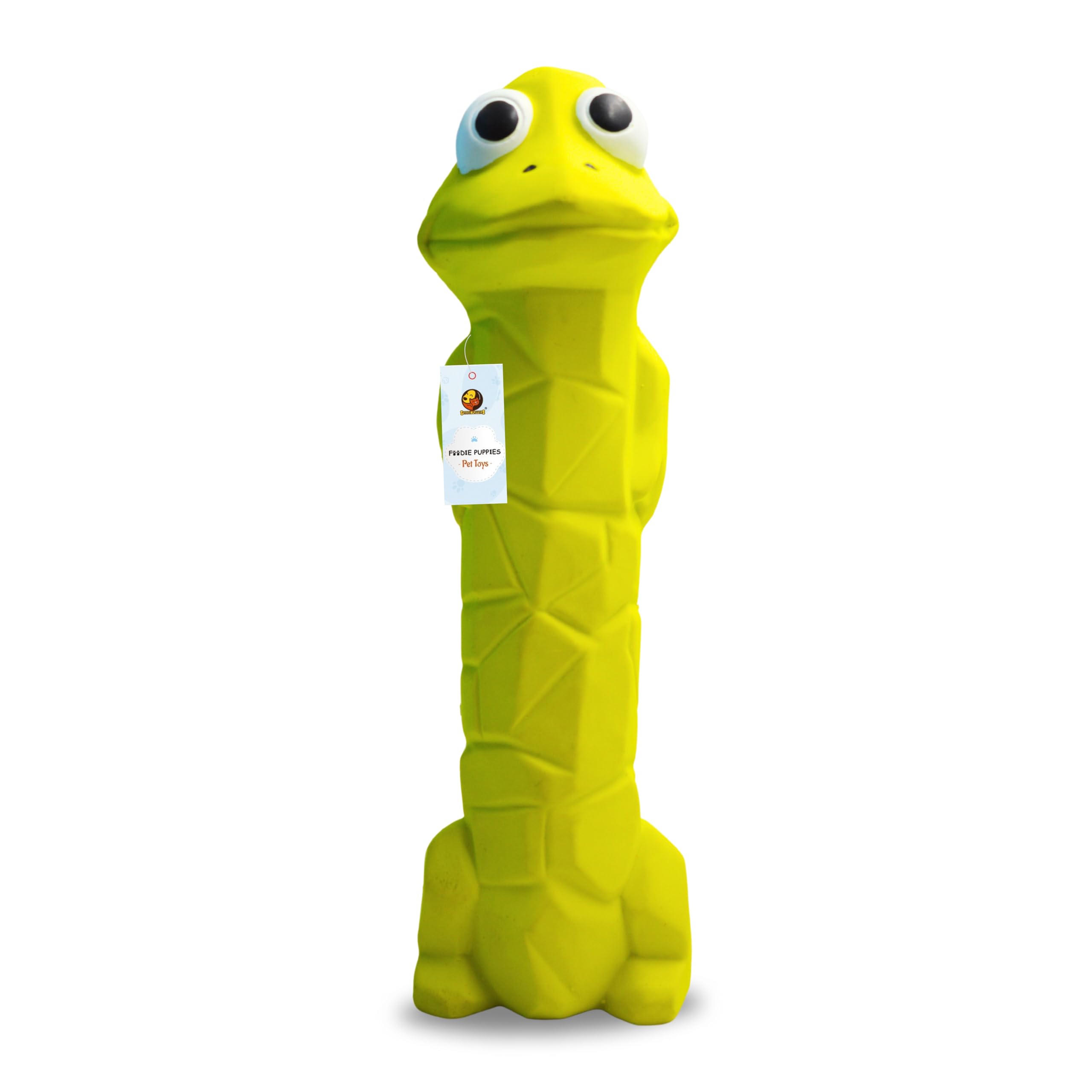 Foodie Puppies Dog Squeaky Chew Latex Rubber Toy  (Green Frog) | For Small Dogs & Puppies | Cotton Filled, Durable, Soft, Anima