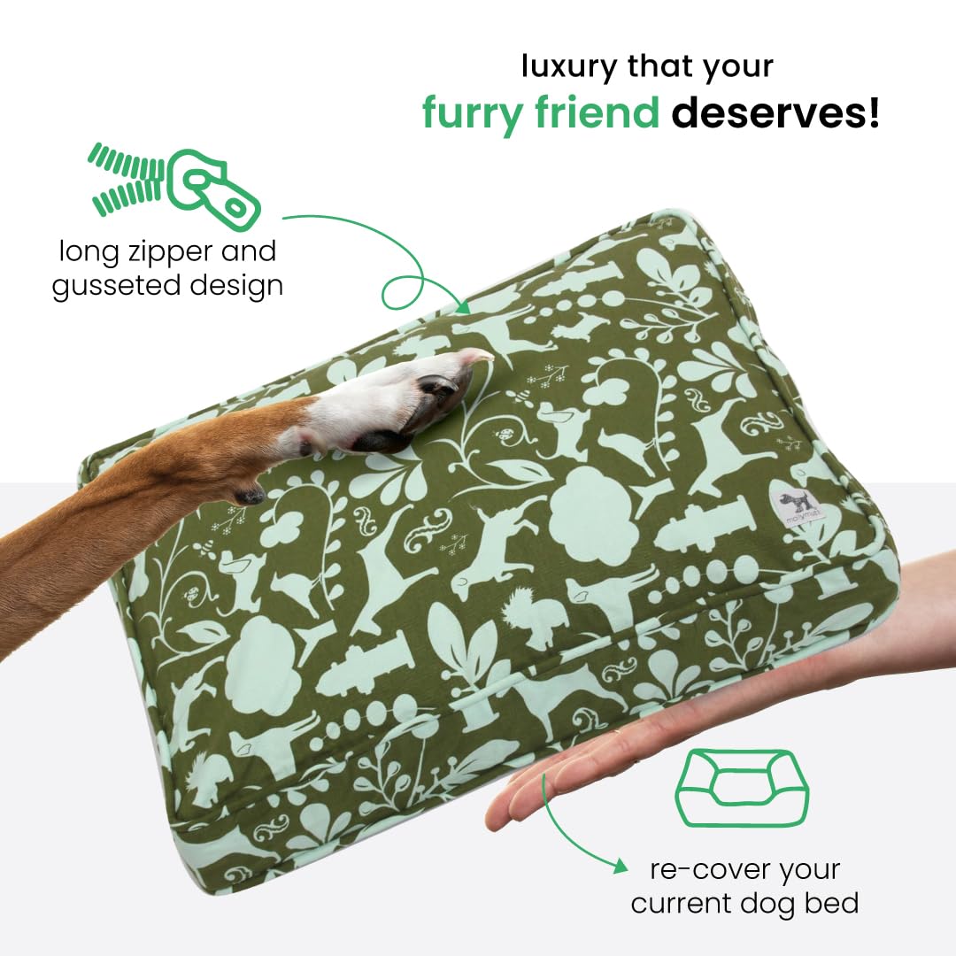 Molly Mutt Medium To Large Dog Bed Cover, Amarillo By Morning, Olive Green & Light Blue 27''X36''X5''