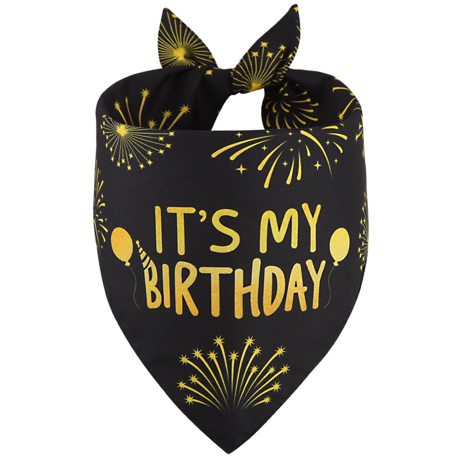 Ququle Dog Birthday Bandana Boy Black Small 1Pcs, Durable Triangle Reversible Scarf Bibs Handkerchief For Puppy Pet