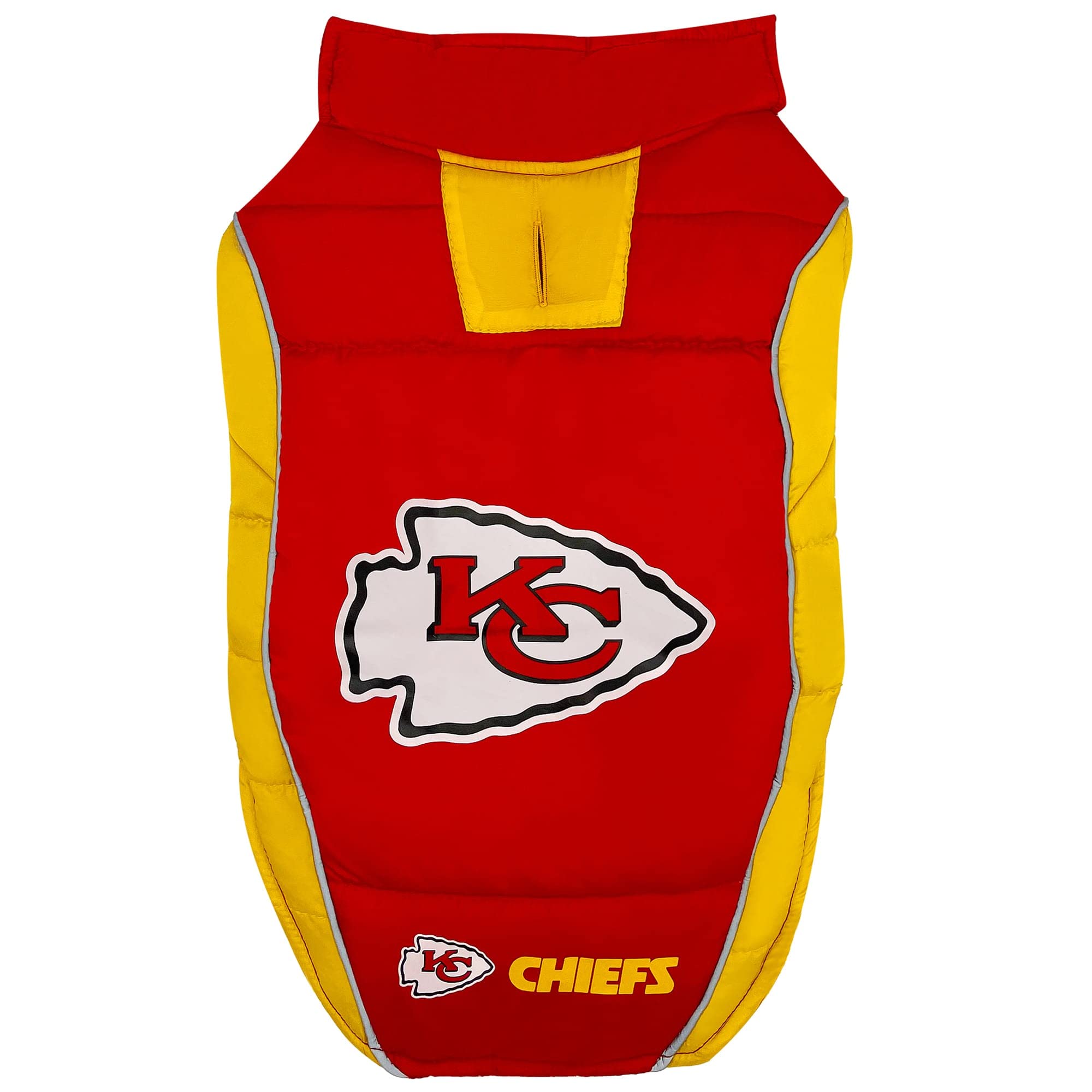 Nfl Kansas City Chiefs Puffer Vest For Dogs & Cats, Size Large. Warm, Cozy, And Waterproof Dog Coat, For Small And Large Dogs/Ca