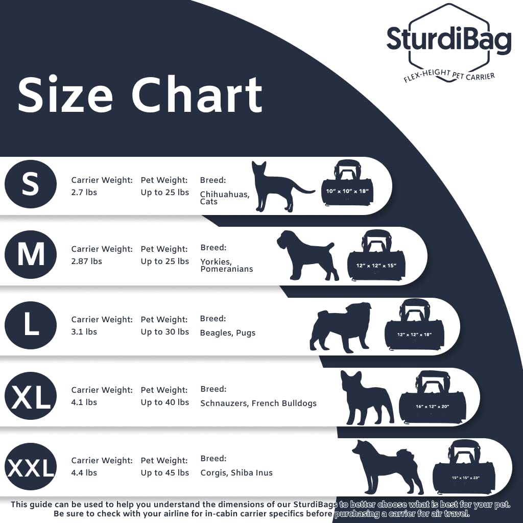 SturdiBag XL Pet Travel Carrier: Flexible Height for Cat and Dog Soft Sided with Safety Clips and Seatbelt Straps | Earthy TAN,