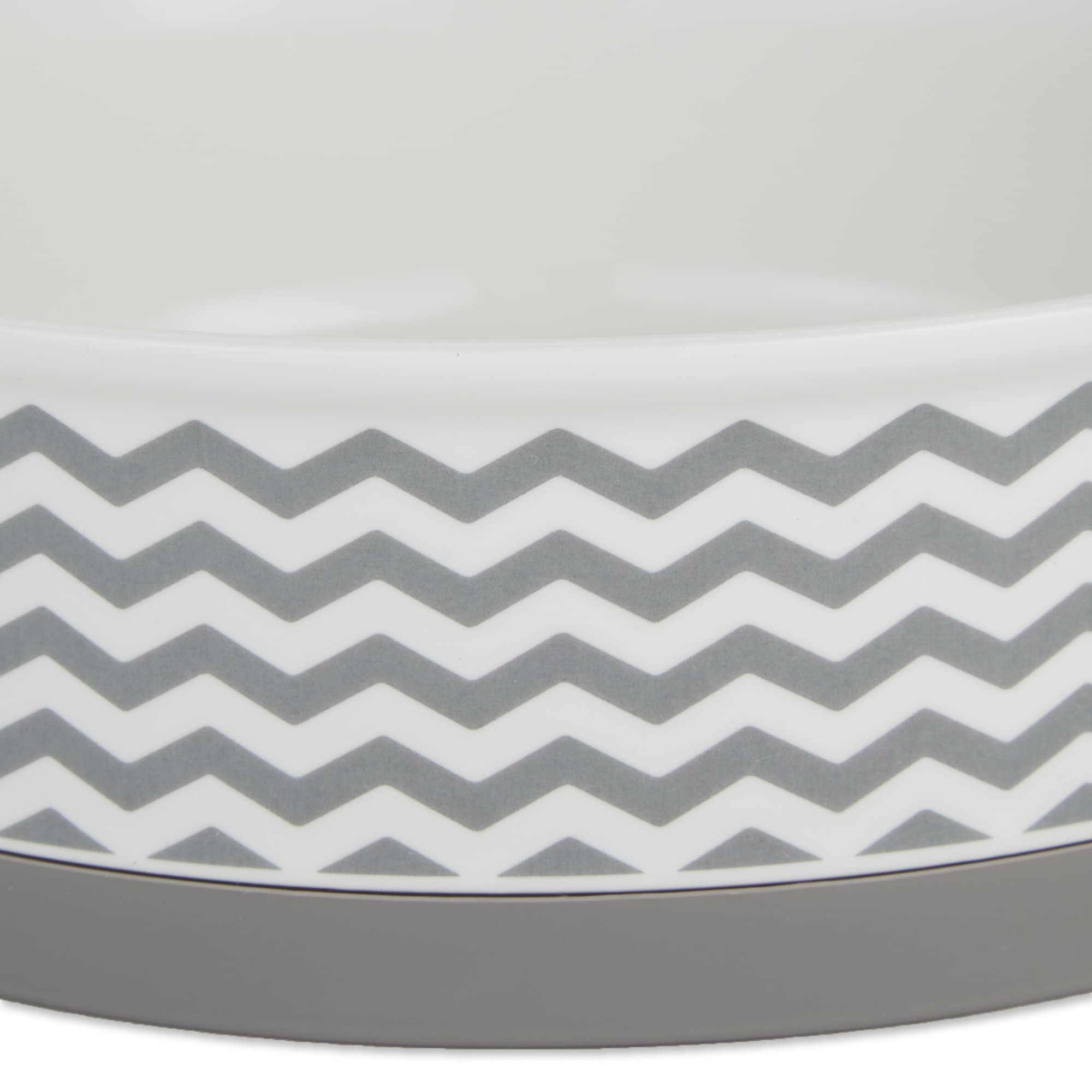 Bone Dry Ceramic Pet Collection Chevron Bowls, Small 4.25x2", Gray, Porcelain, 2 Piece Set, Model 6299