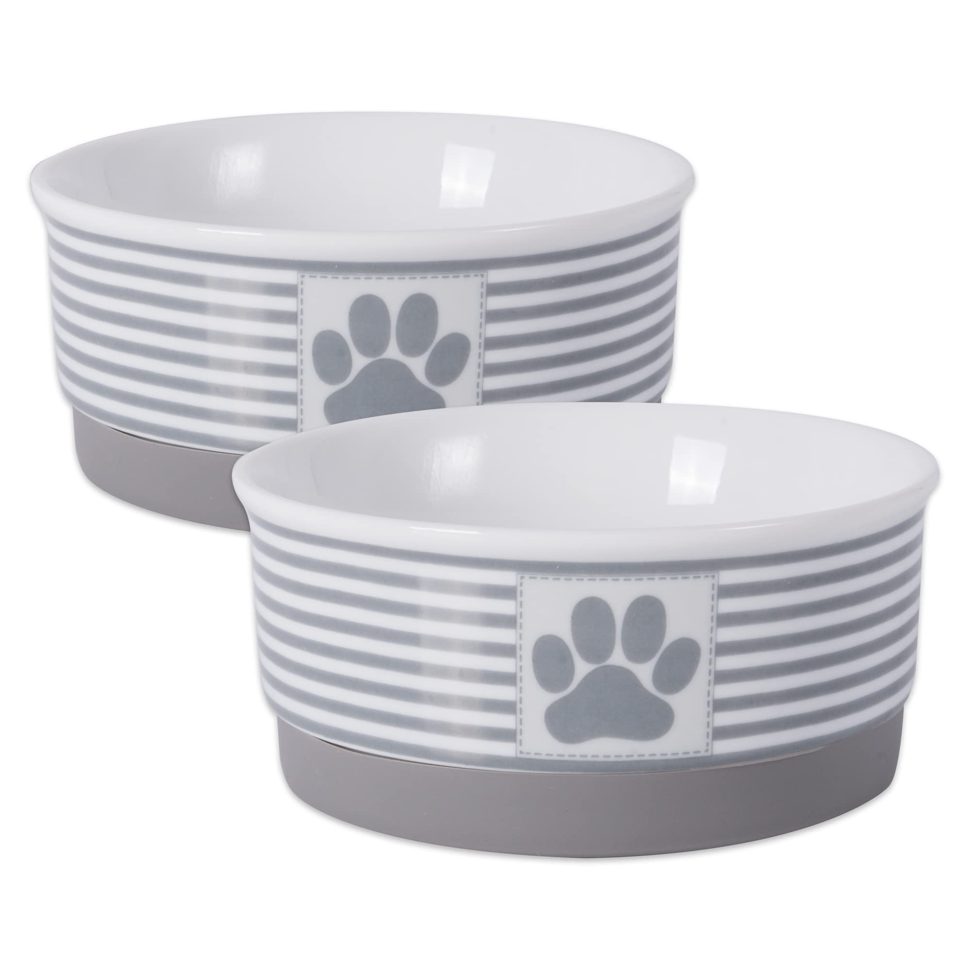 Bone Dry Paw & Patch Ceramic Pet Collection, Small Set, 4.25x2, Gray, 2 Piece