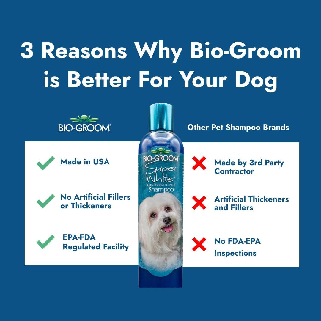 Bio-Groom Super White Dog Shampoo Whitening Pet Shampoo, Dog Bathing Supplies, Puppy Wash, Dog Grooming Supplies, Cruelty-Free,