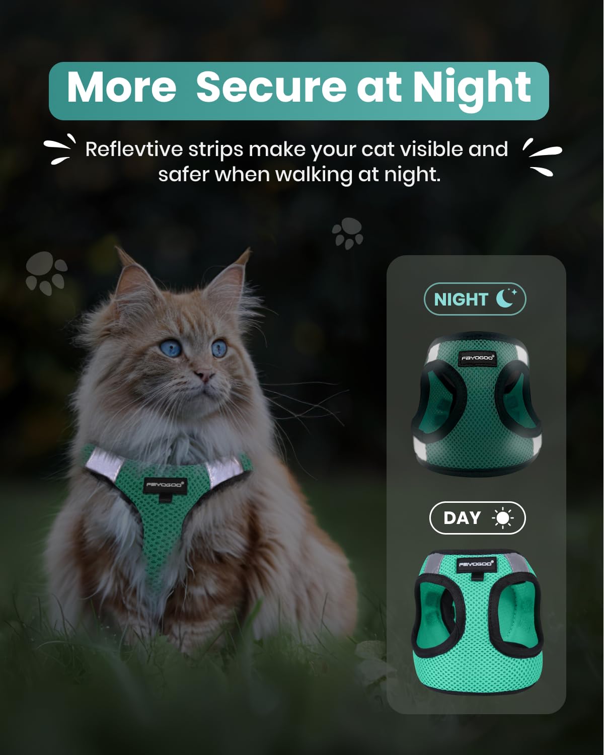 Fayogoo Escape Proof, Kitten Harness And Leash Adjustable, Small Large Cat Walking, Lightweight Soft Vest Harness And Leash(Smal