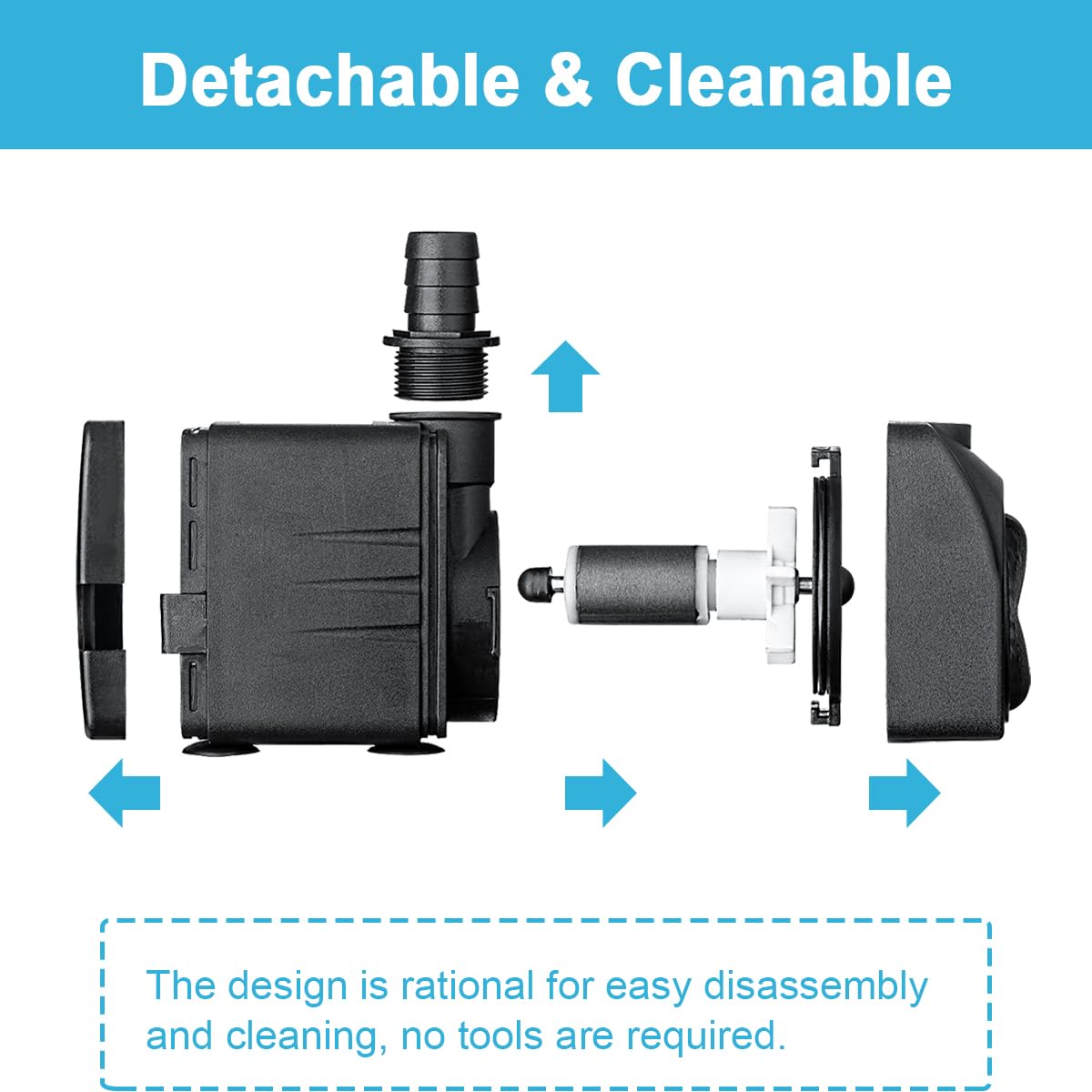 LYQILY 400GPH Submersible Water Pump - 1500L/H, 25W, Ultra Quiet, Black, Ideal for Fountains, Hydroponics, Ponds, Aqu