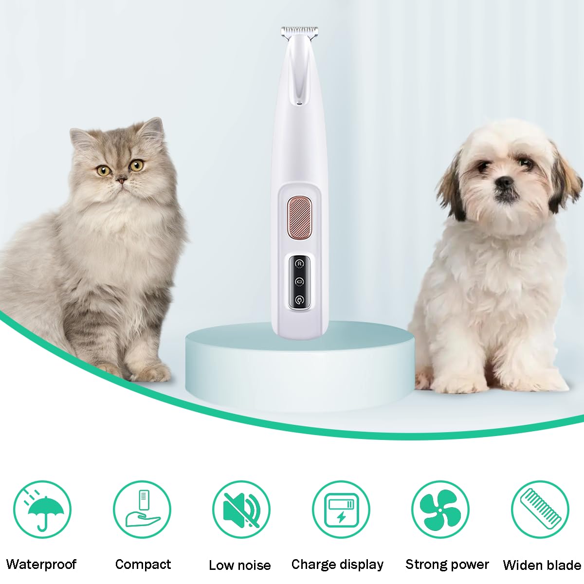 Singring Dog Paw Trimmer, Electric Dog Clippers With Led Light, Rechargeable Low Noise Pet Hair Trimmer For Grooming, Cordless P