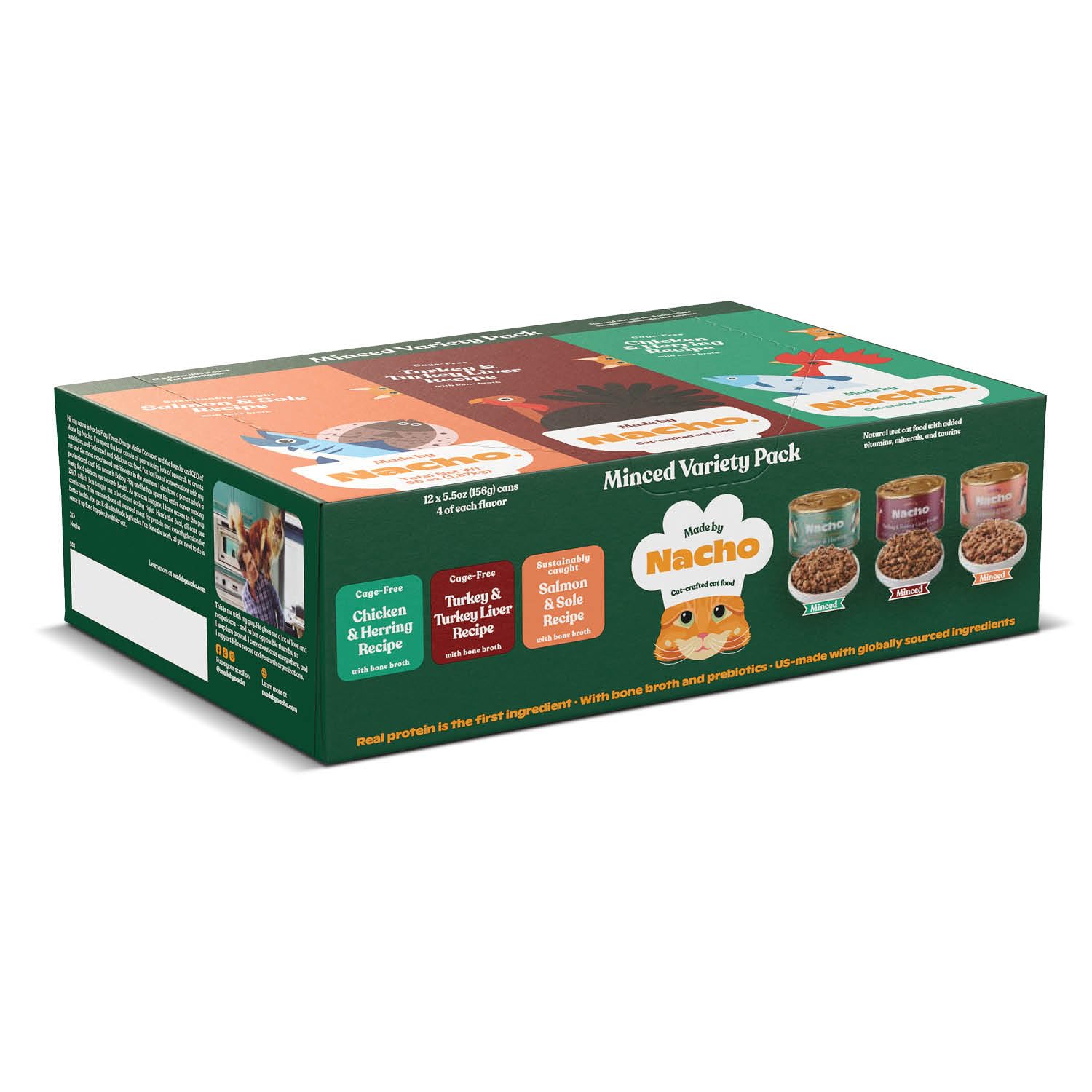 Made by Nacho Premium Minced Wet Canned Cat Food with Hydrating Bone Broth 5.5oz (12 Packs) (Variety Pack (Turkey & Turkey Liver