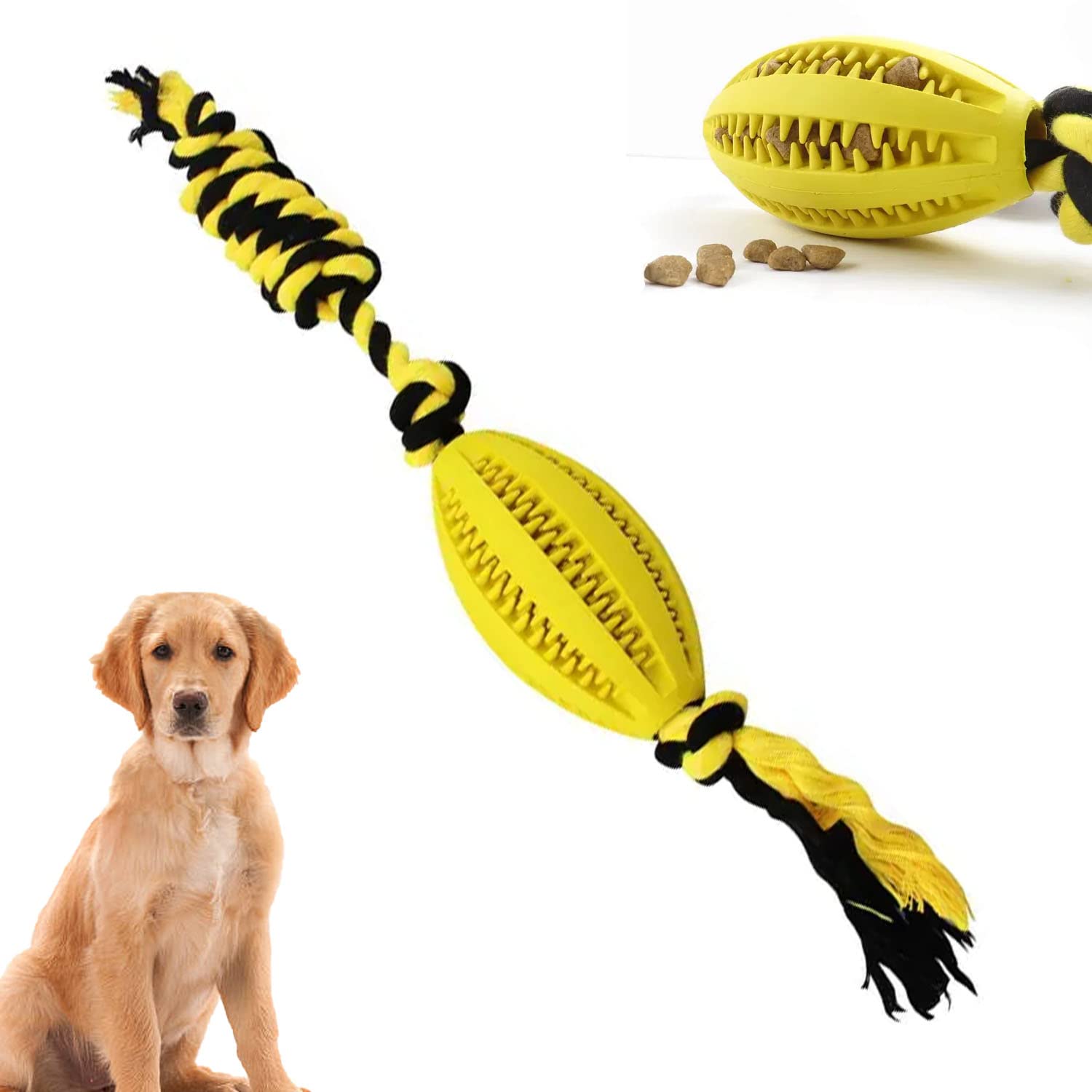 Cature Dog Rope Toy Teething Toy Chew Toy,Durable Treat Dispenser,Tug Of War,Training Toy,Teeth Cleaning Ball,Interactive Toy,Pe