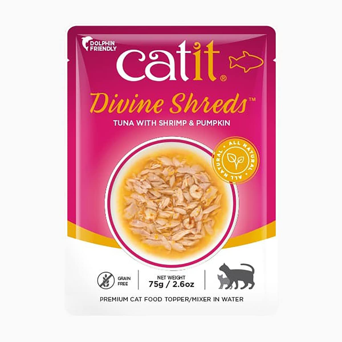 Catit Divine Shreds Premium Cat Food Topper, 12 Pack, Tuna