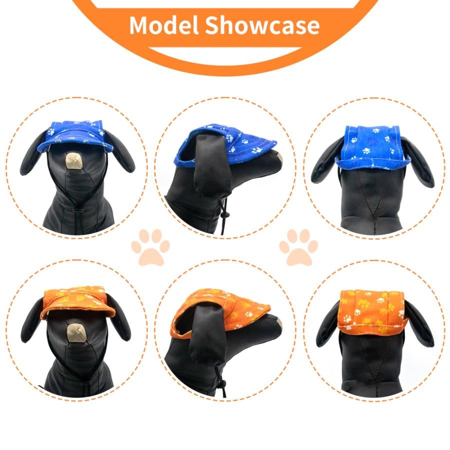 Pet Show Dog Baseball Cap Dog Paw Print Peaked Cap Pet Sun Hats With Ear Holes Sport Hat For Medium Large Doggies Adjustable Dra