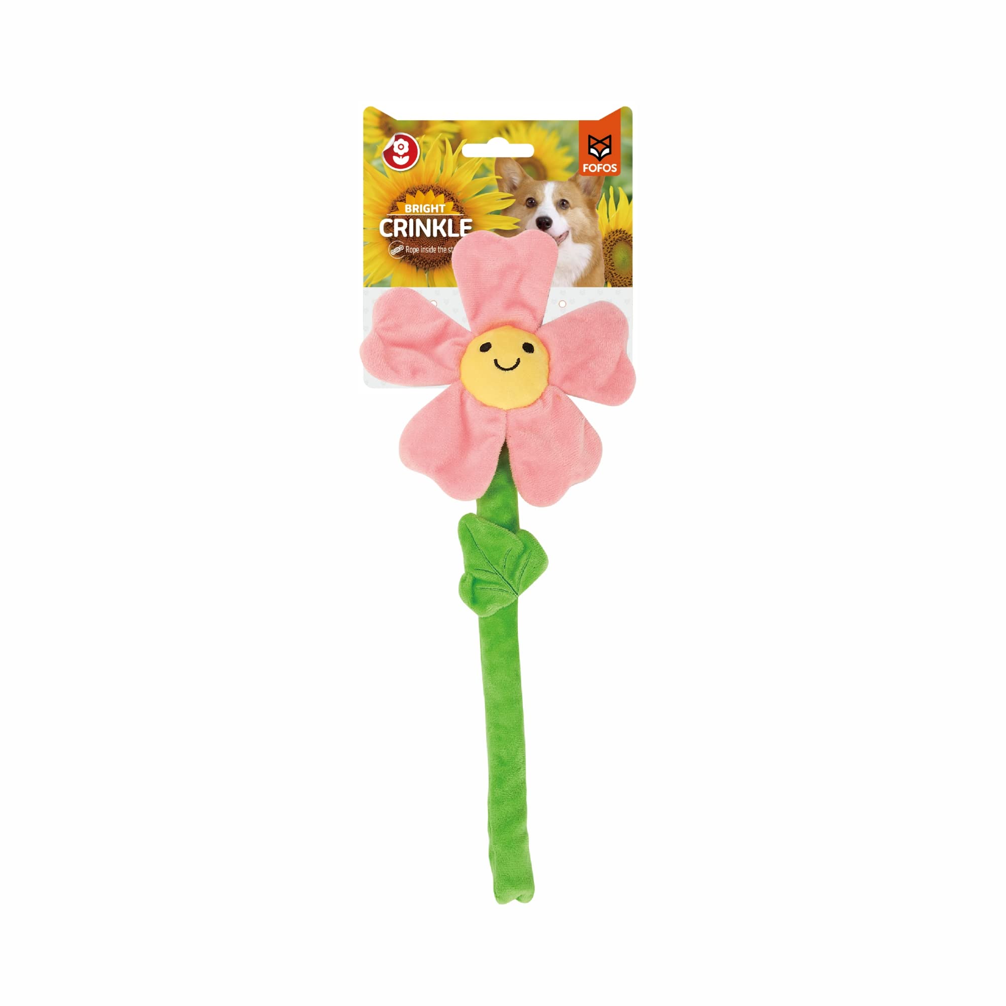 Barkbutler X Fofos Flower Dog Rope Toy, Pink|Small  Medium (510Kg)|Crinkle Paper Inside|Rope Stem|Squeaker Less|For All Dog Br