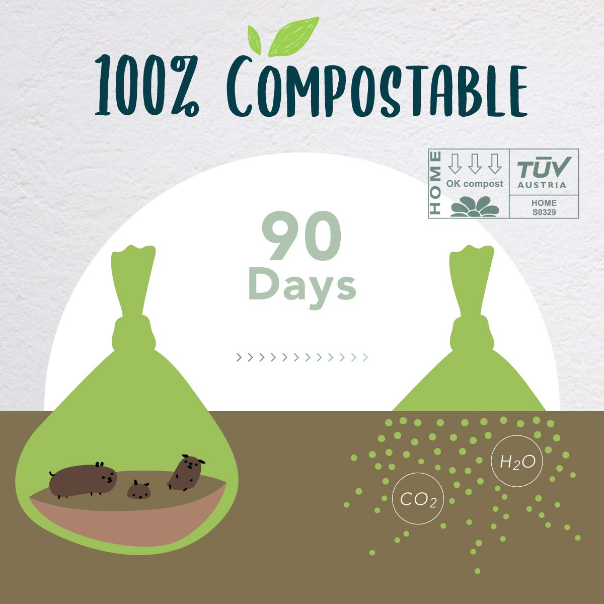 moonygreen Compostable Dog Poop Bags, Vegetable-Based, 60 Count with Holder, Unscented, Extra Thick, Leak Proof, 9 x 13 Inches